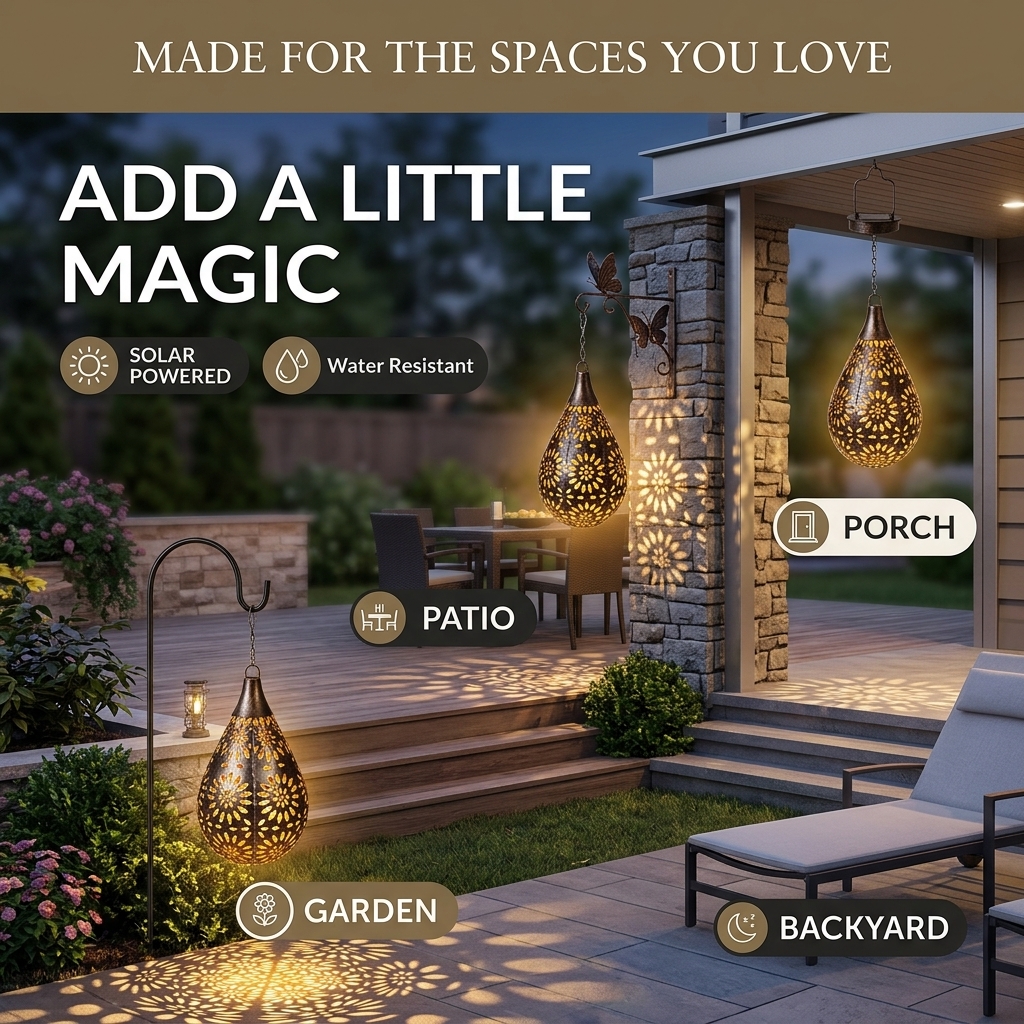 Solar-Powered Floral Shadow Lantern
