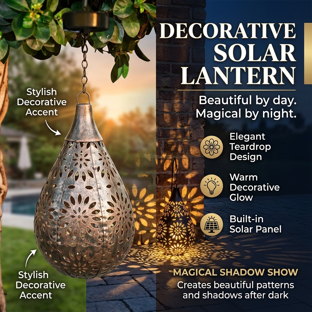 Solar-Powered Floral Shadow Lantern