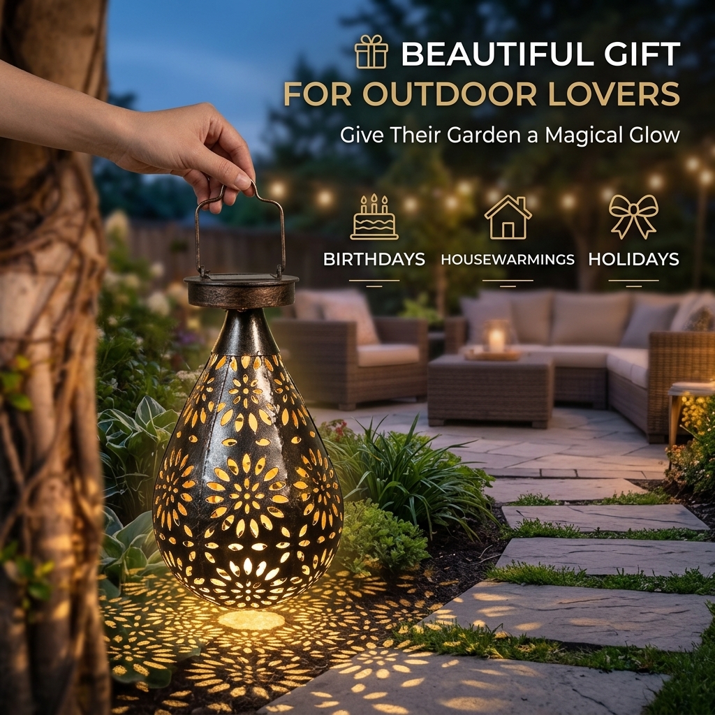 Solar-Powered Floral Shadow Lantern