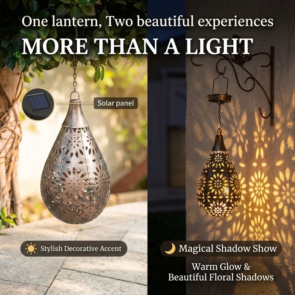 Solar-Powered Floral Shadow Lantern