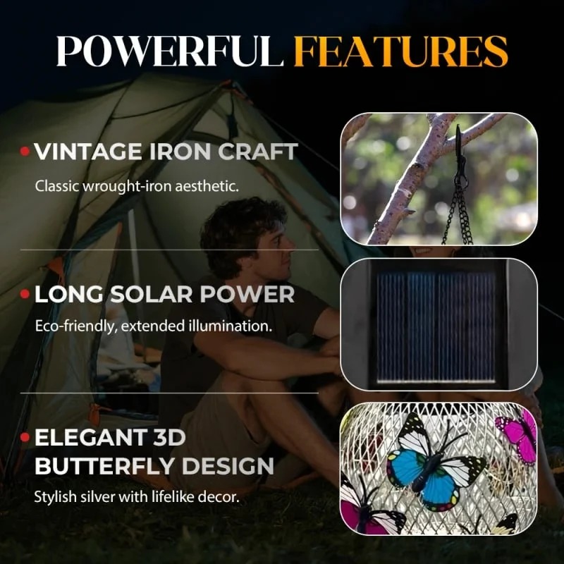 Solar Garden Pendant Light | Handcrafted Iron Art Lantern for Magical Outdoor Ambiance