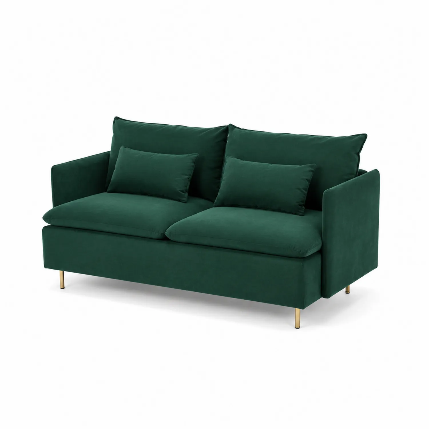 Zweisitzer Sofa Samt Grün mit goldfarbenen Metallbeinen-Lumaronix