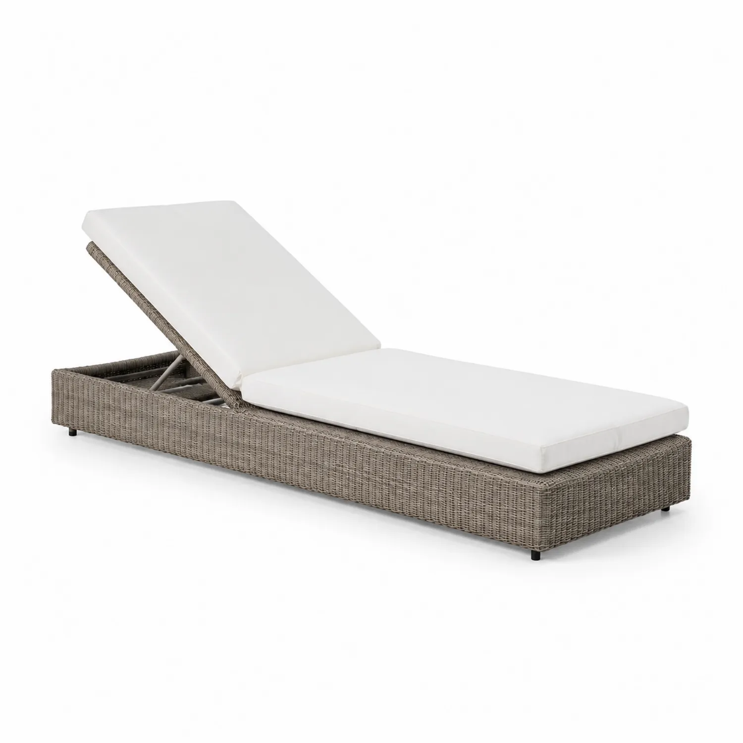 Gartenliege aus Rattan, Weiß, Verstellbar, 200x70x30 cm-Lumaronix