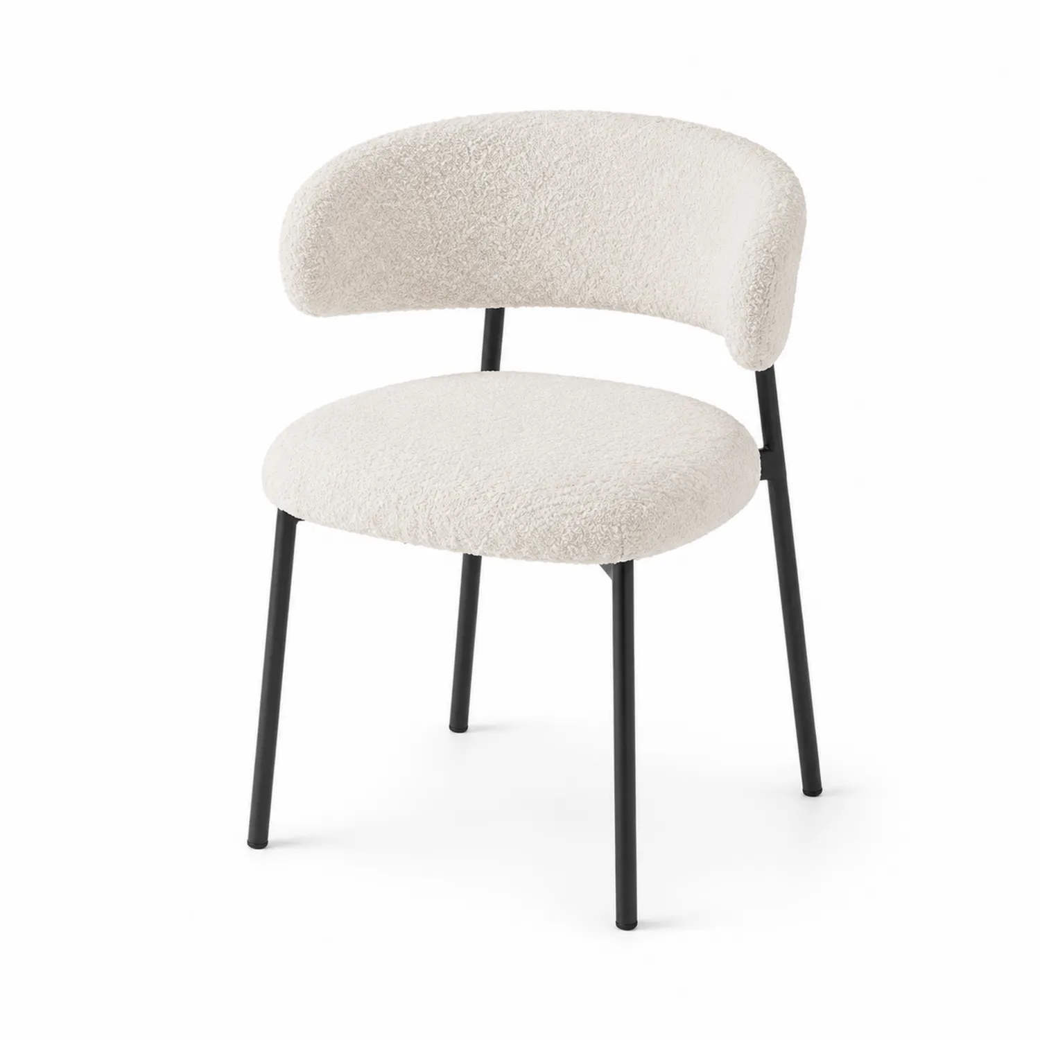 Stuhl Bouclé-Stoff Metall Beige 54x55x78cm-Lumaronix