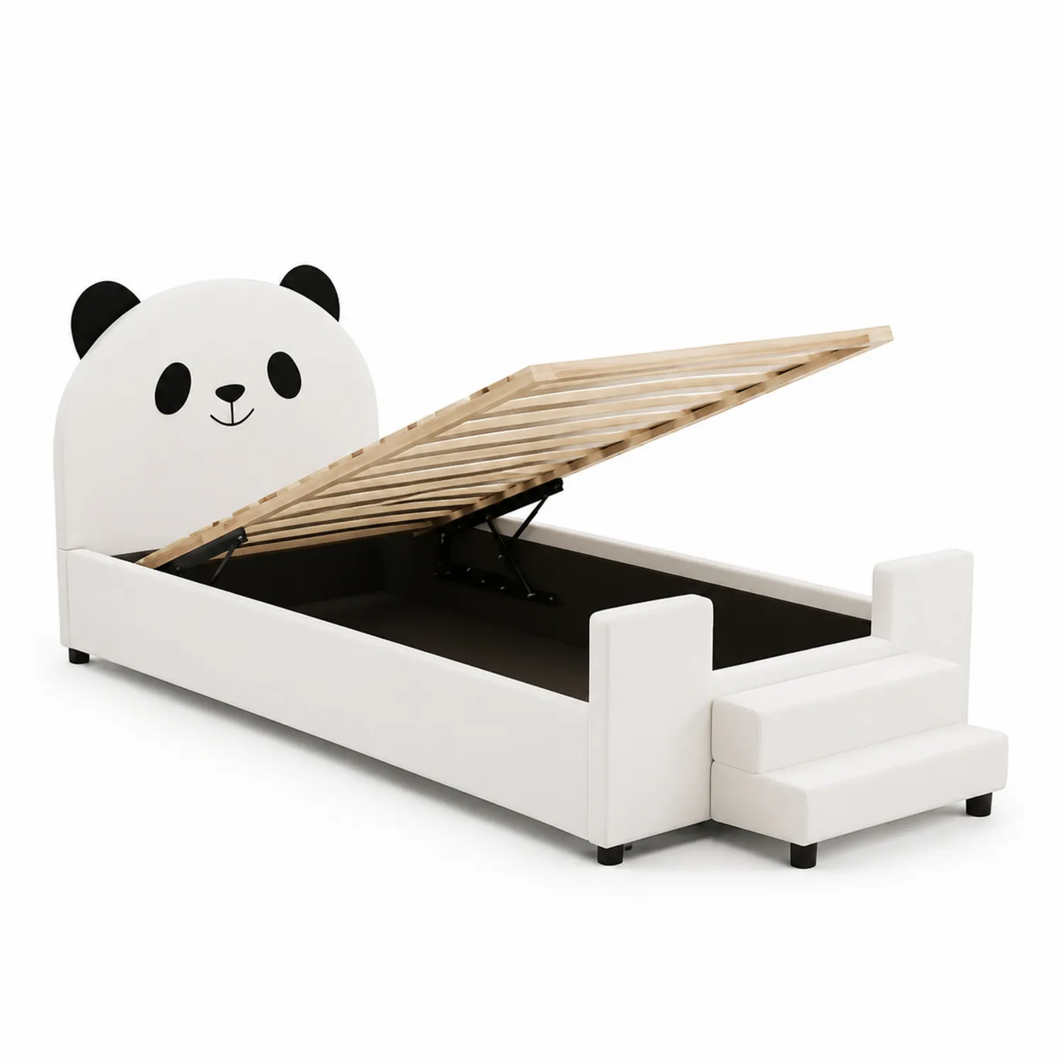 Kinderbett Panda Design Weiß Holz 200x90 cm-Lumaronix