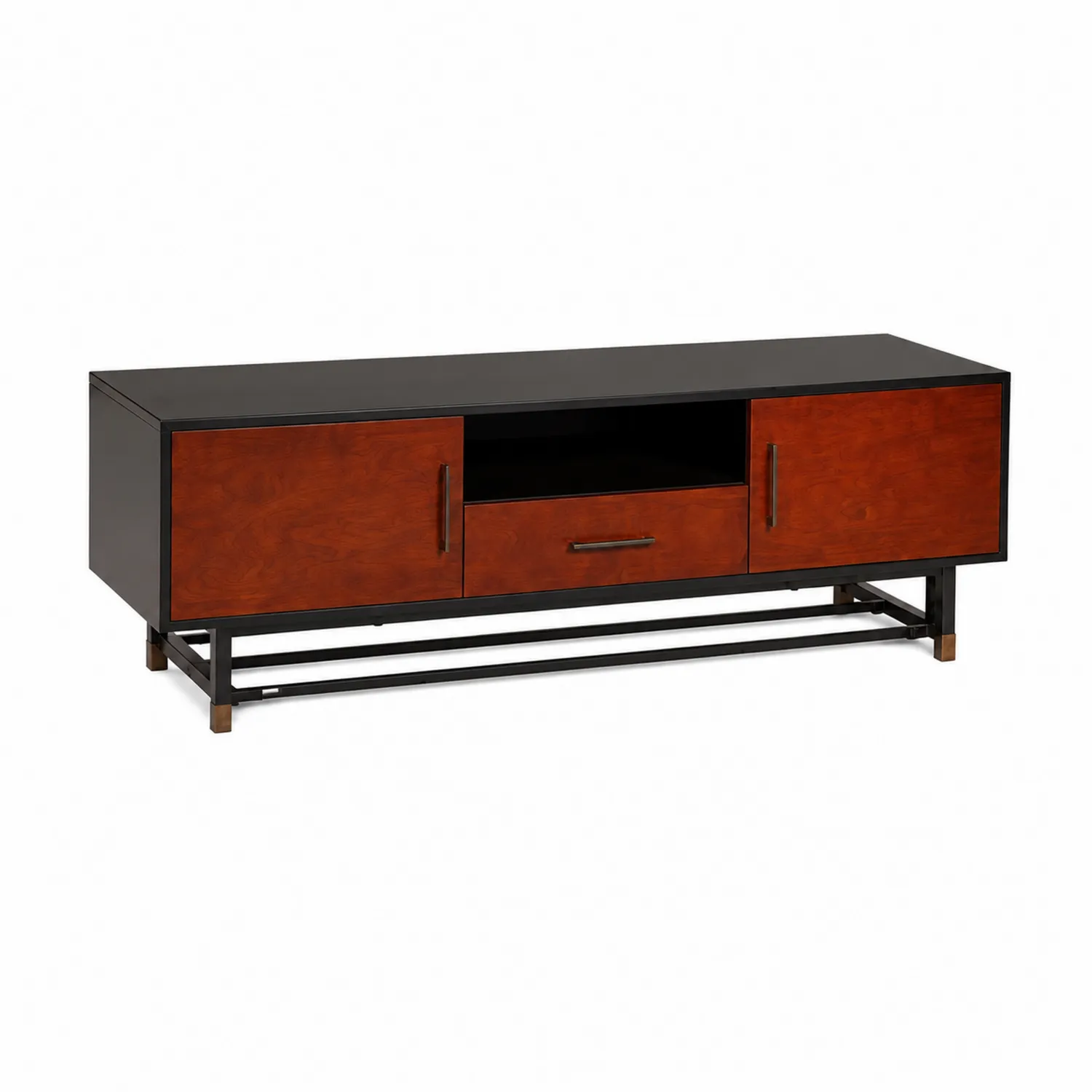 TV-Schrank MDF Stahl Schwarz/Braun 120x40x50 cm-Lumaronix