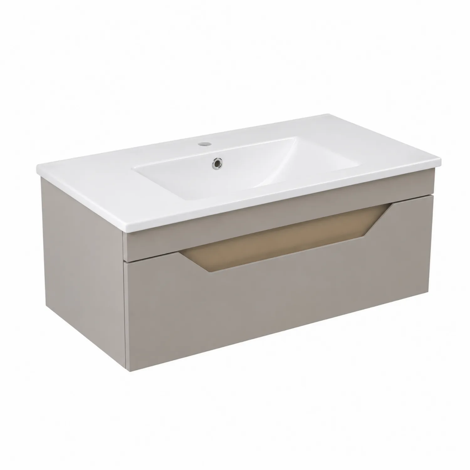 Waschtischschrank mit Keramikbecken Beige 80x45x35cm-Lumaronix