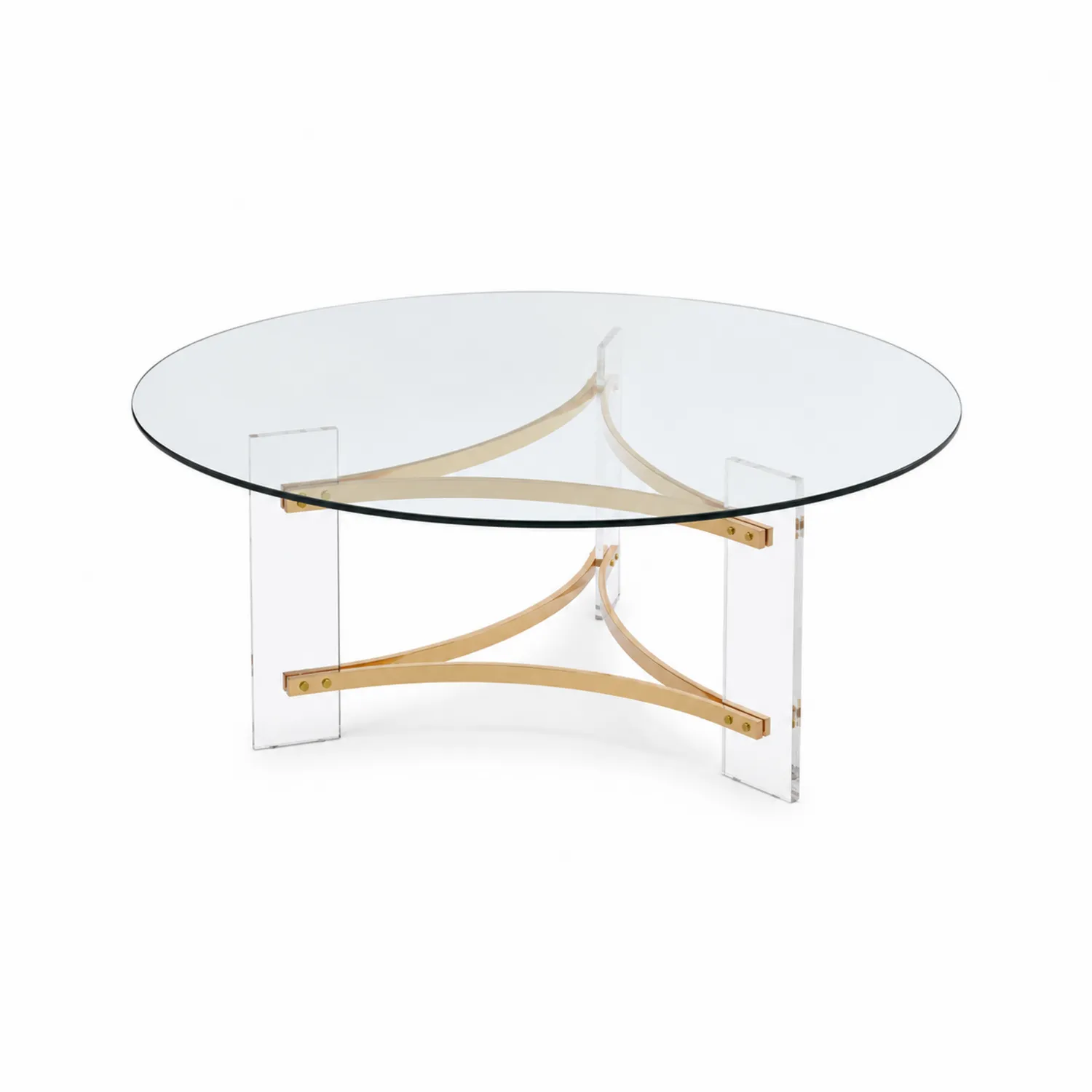 Runder Couchtisch aus gehärtetem Glas, Acryl und Metall Ø 100 cm-Lumaronix