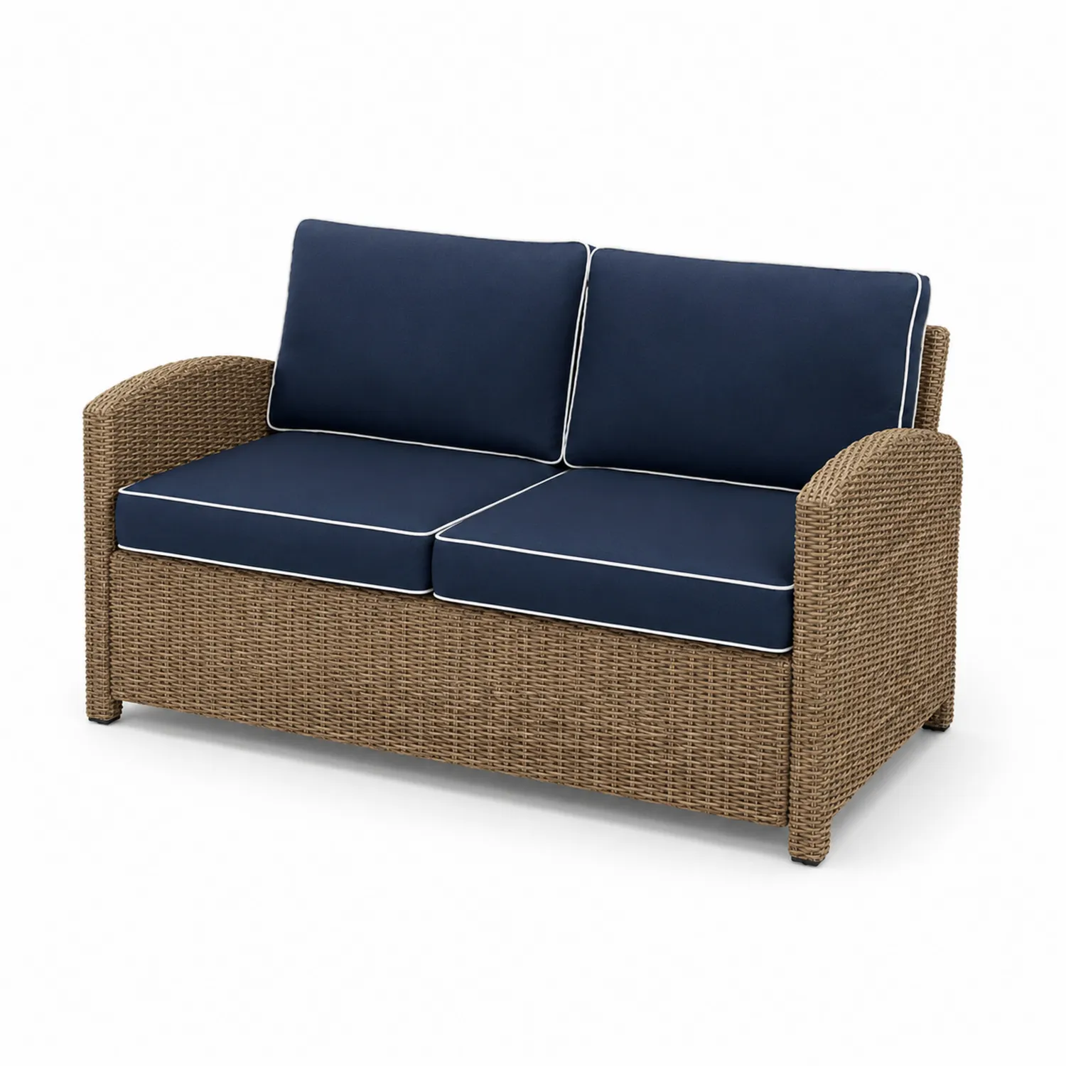 Rattan 2-Sitzer Sofa Dunkelblau-Lumaronix