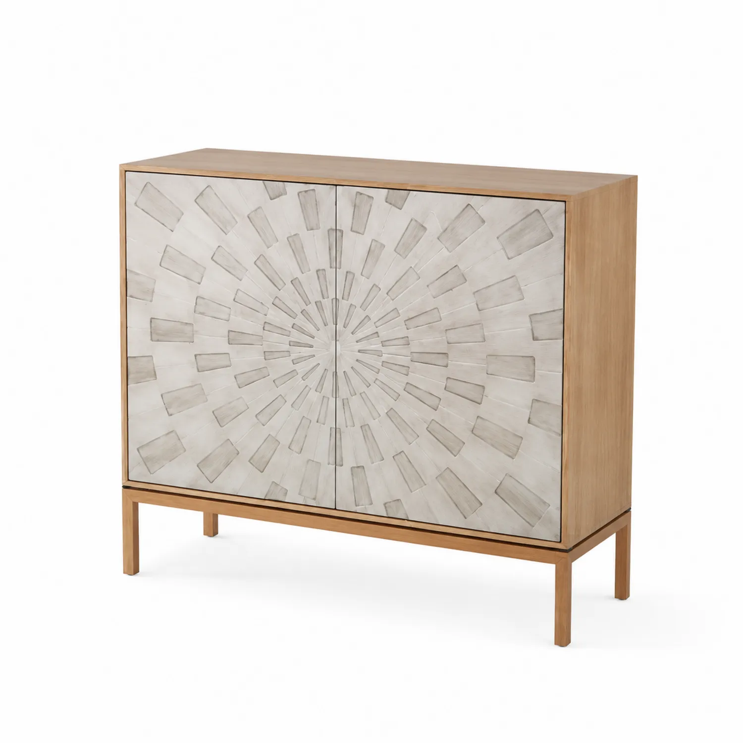 Sideboard aus Mangoholz und MDF mit geometrischem Muster 100x40x120 cm-Lumaronix