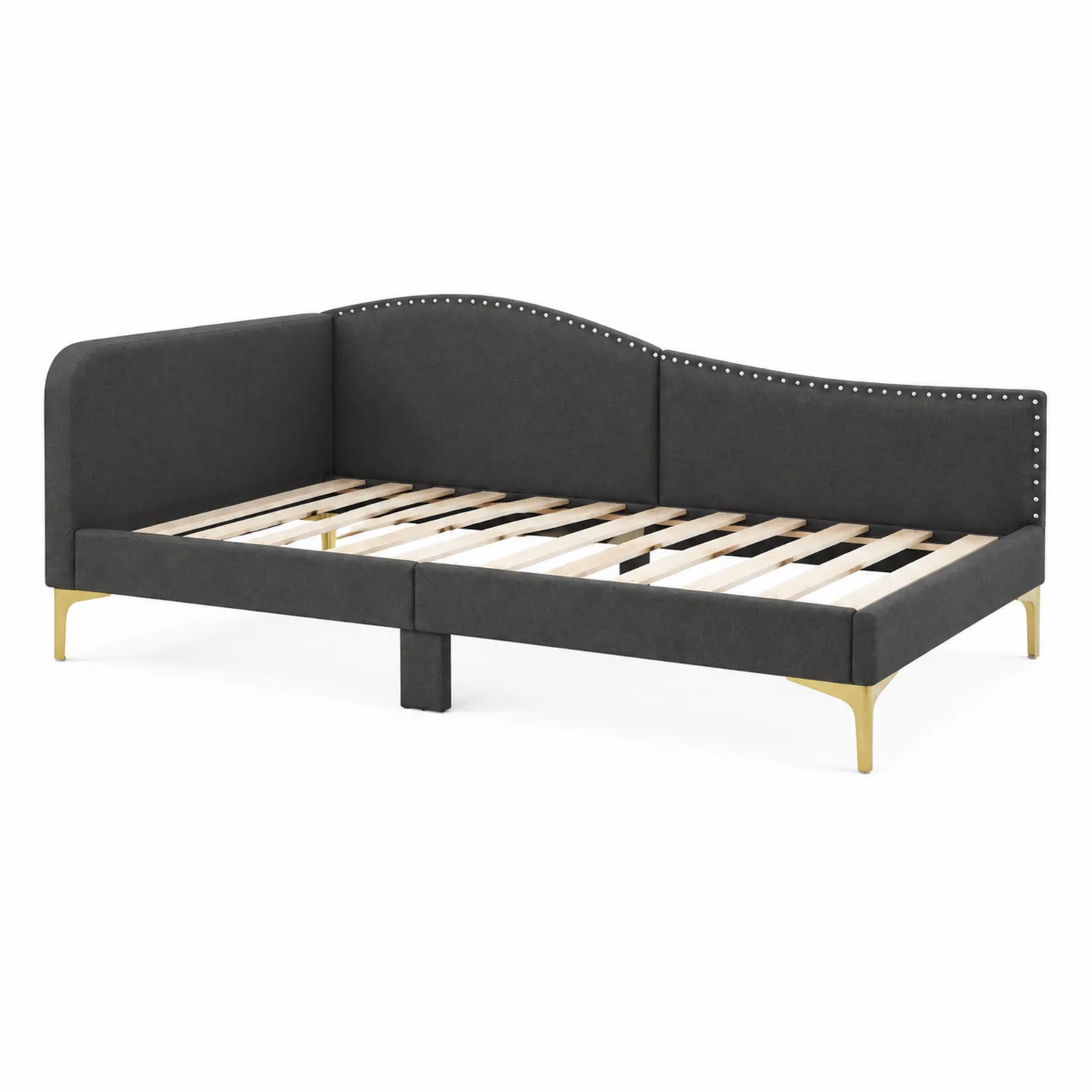 Tagesbett Schwarz Stoff Stahl 200x90 cm-Lumaronix