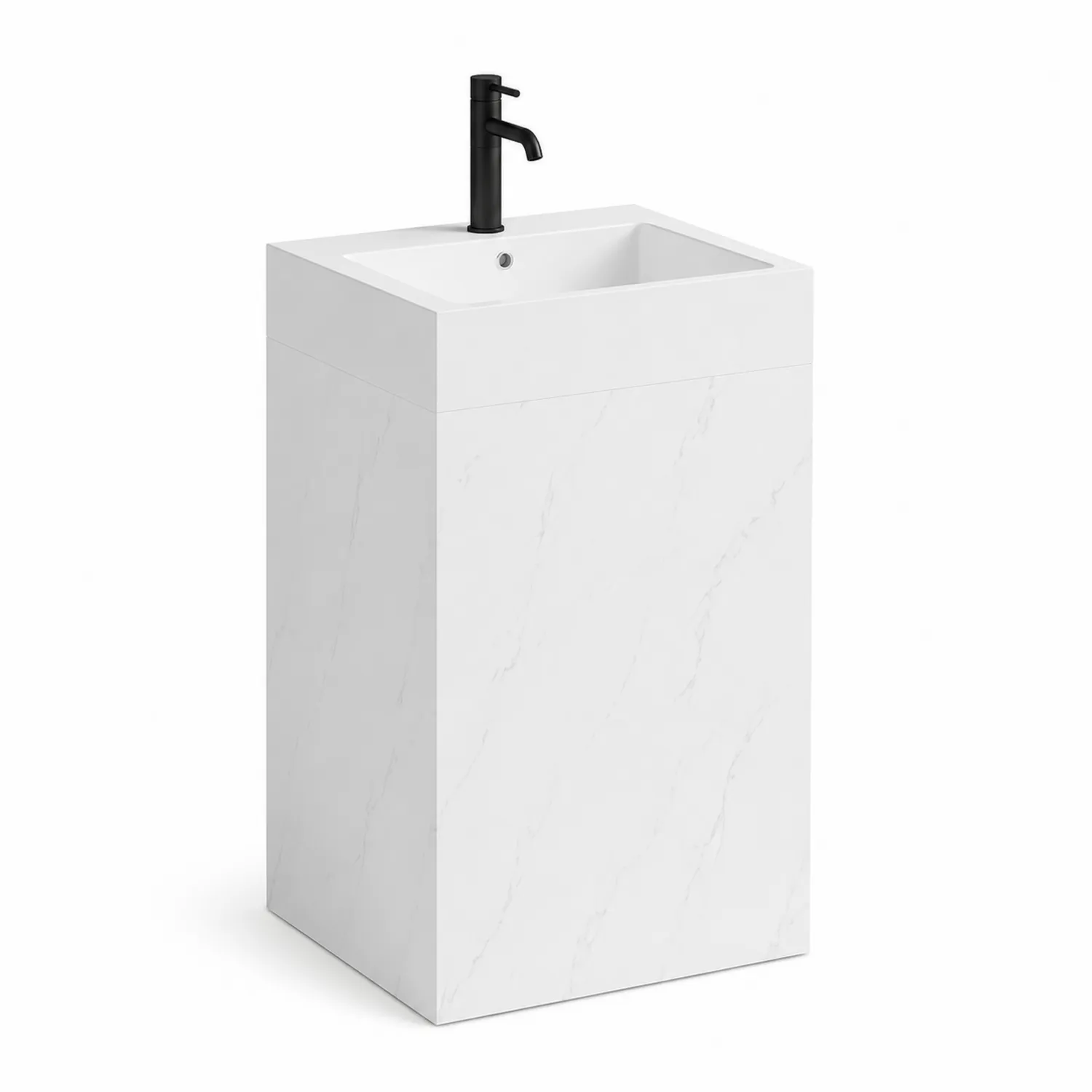 Waschtisch mit Unterschrank Marmoroptik MDF Weiß 50x40x85cm-Lumaronix