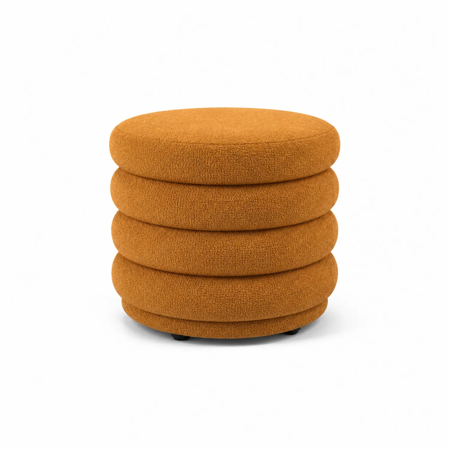 Runder Hocker aus Bouclé Stoff, Orange, 40cm Höhe-Lumaronix