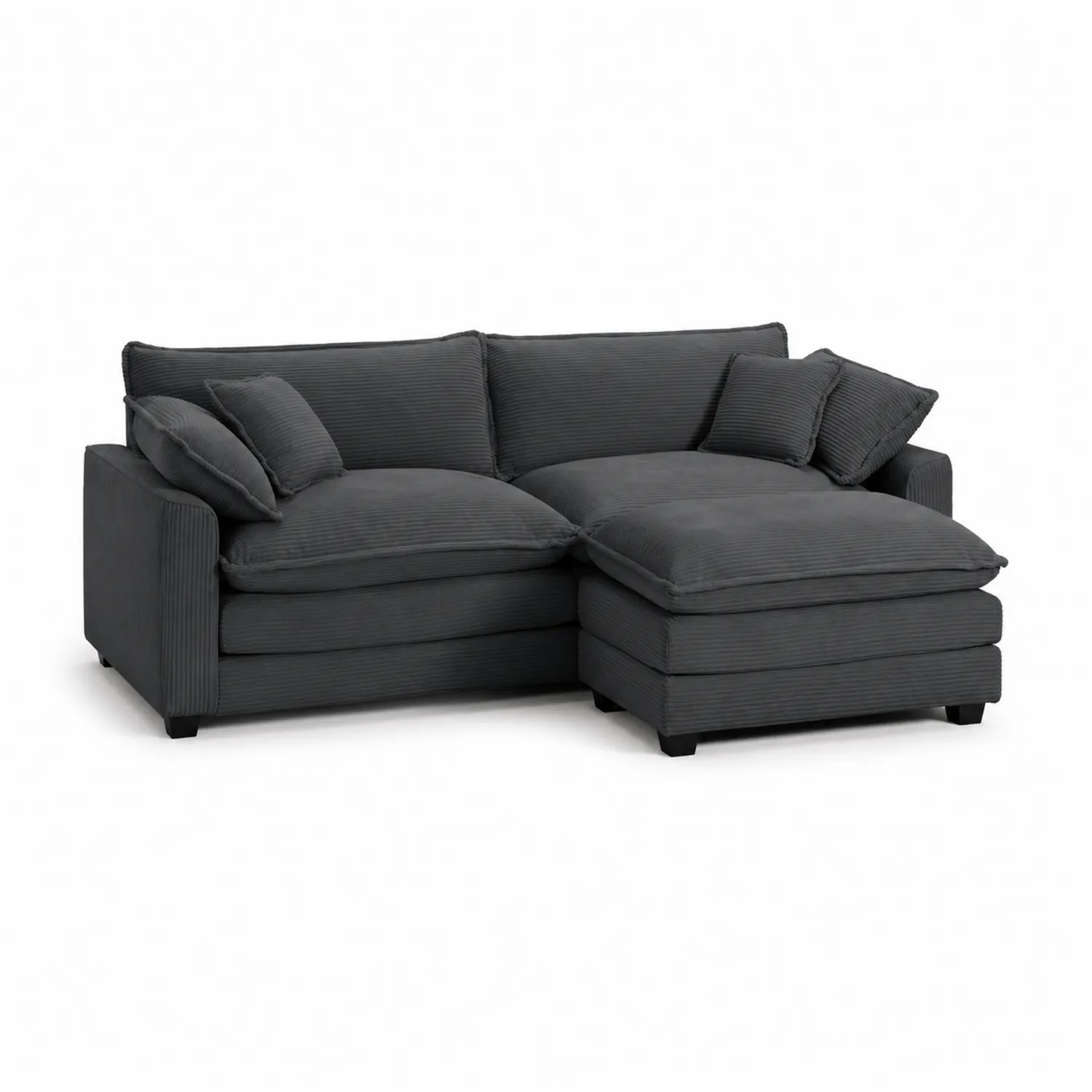 Ecksofa mit Ottomane Cord Dunkelgrau-Lumaronix