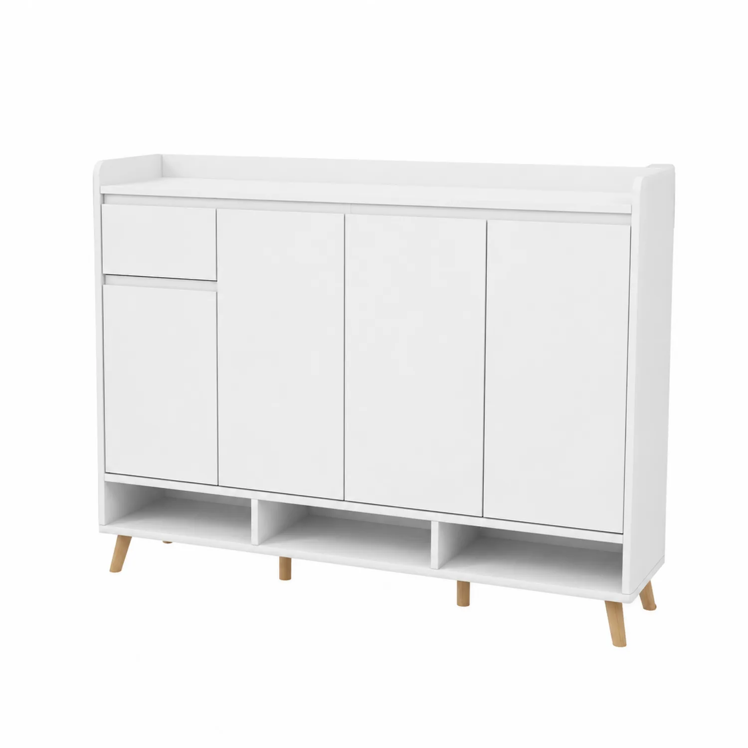 Schuhschrank Weiß MDF 4 Türen 1 Schublade 120x100x30 cm-Lumaronix
