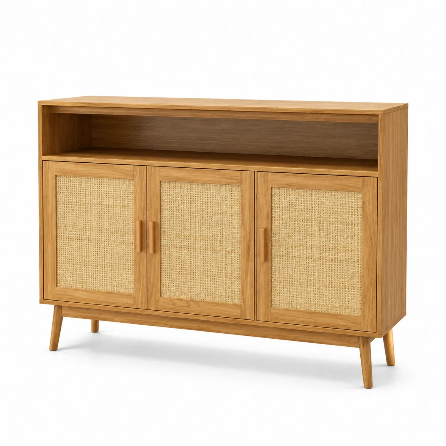 Sideboard aus Eichenholz und Rattan 120x80x35 cm-Casdiorin