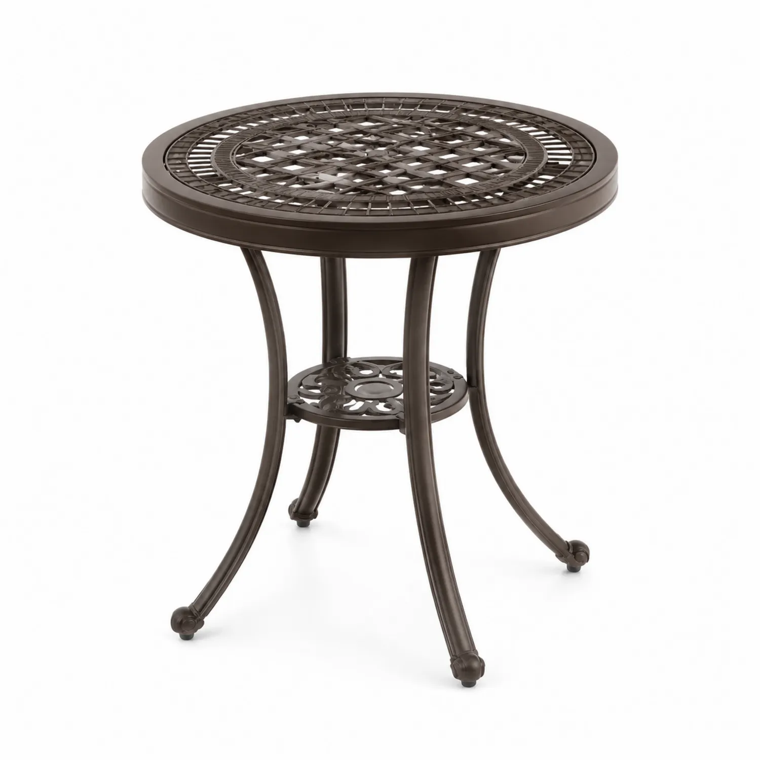 Runder Gartentisch aus Aluminium in Bronze Ø 70 cm-Casdiorin