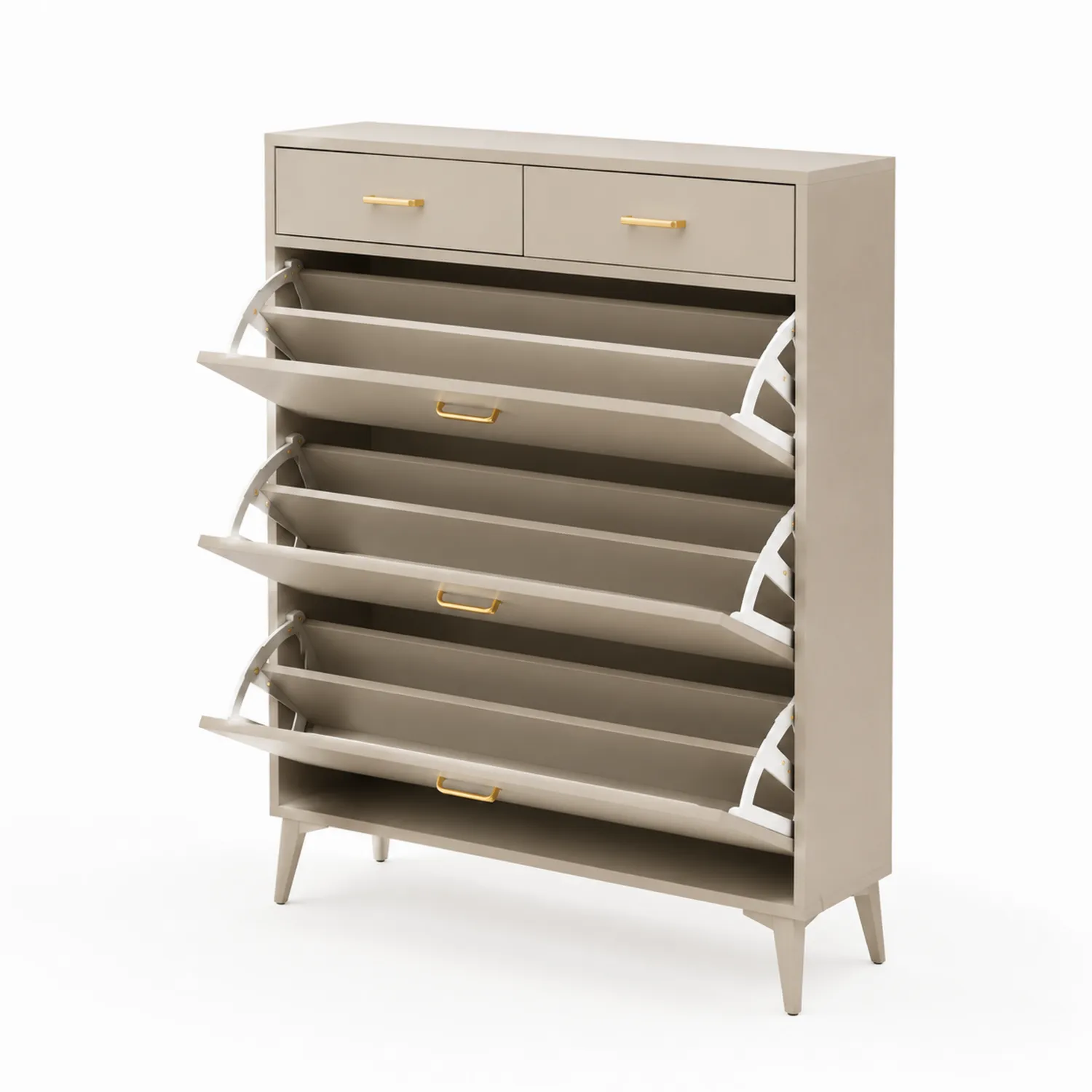 Schuhkommode mit Klappen aus MDF in Beige-Casdiorin