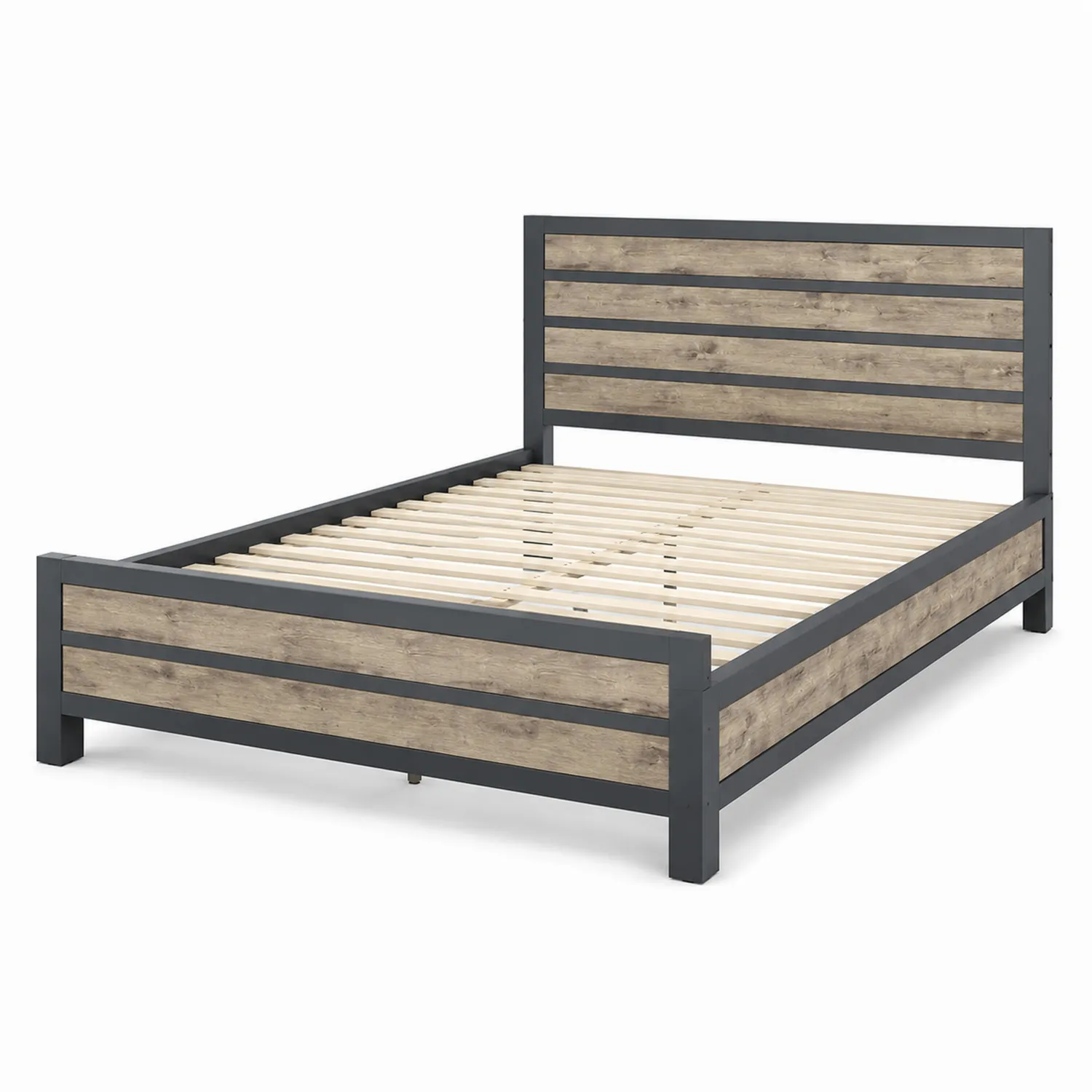 Doppelbett mit Holz-Look und Metallgestell 200x140 cm-Casdiorin