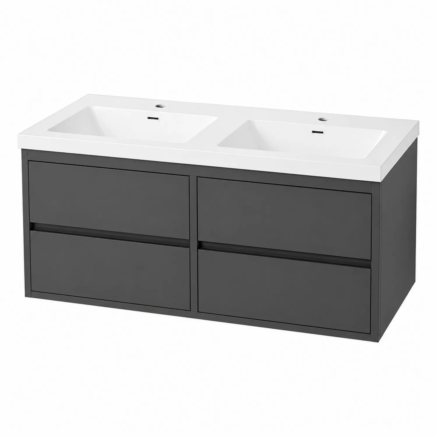 Schwarzer Doppelwaschtisch mit Keramikbecken und MDF-Schrank, 120x45x60 cm-Casdiorin