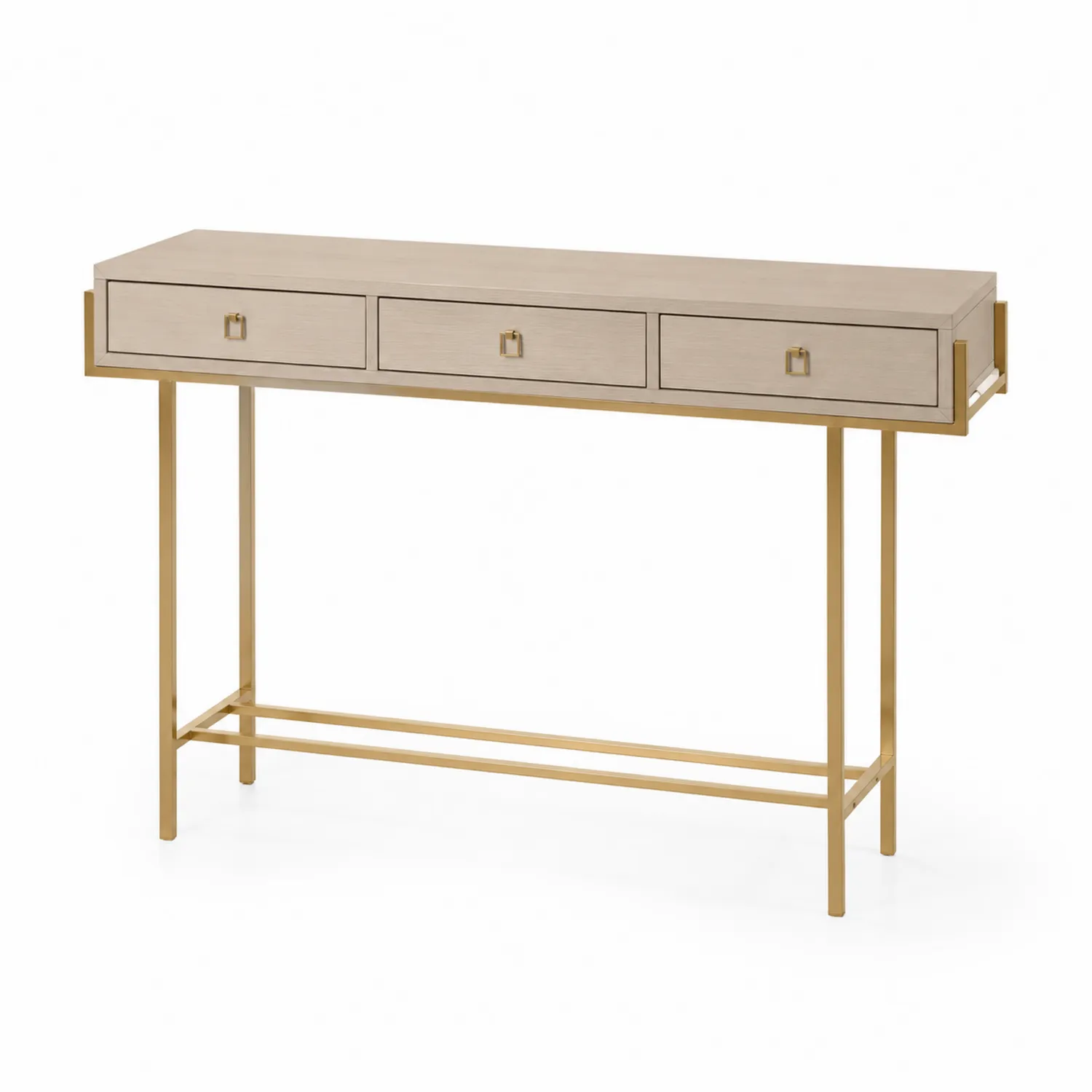Konsolentisch Holz mit Metallrahmen Beige und Gold-Casdiorin