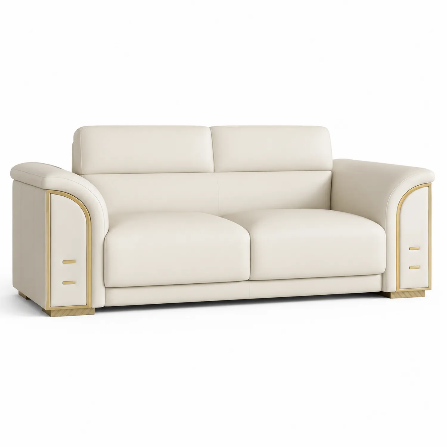 Zweisitzer-Sofa aus Leder mit Goldakzenten-Casdiorin