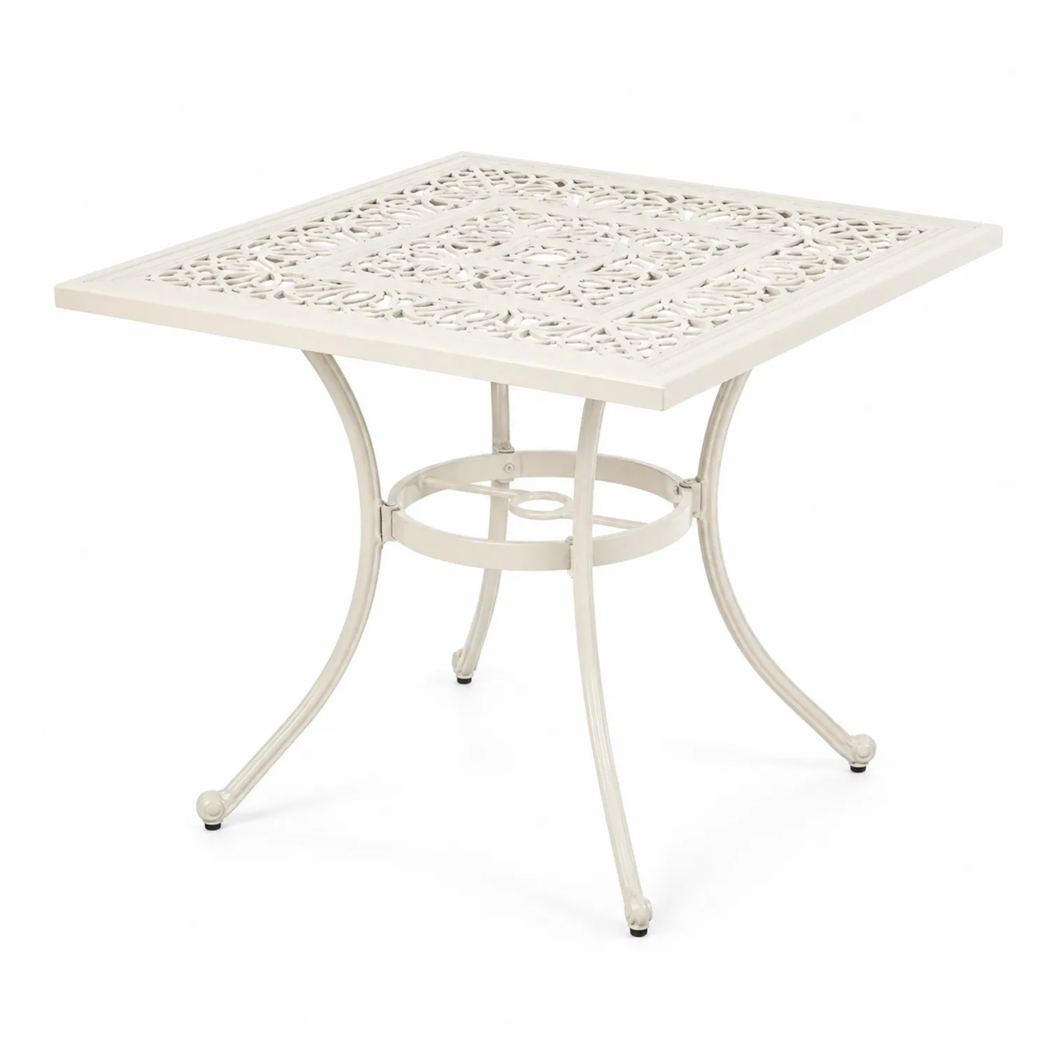 Quadratischer Aluminium-Gartentisch Beige 90x90 cm-Casdiorin