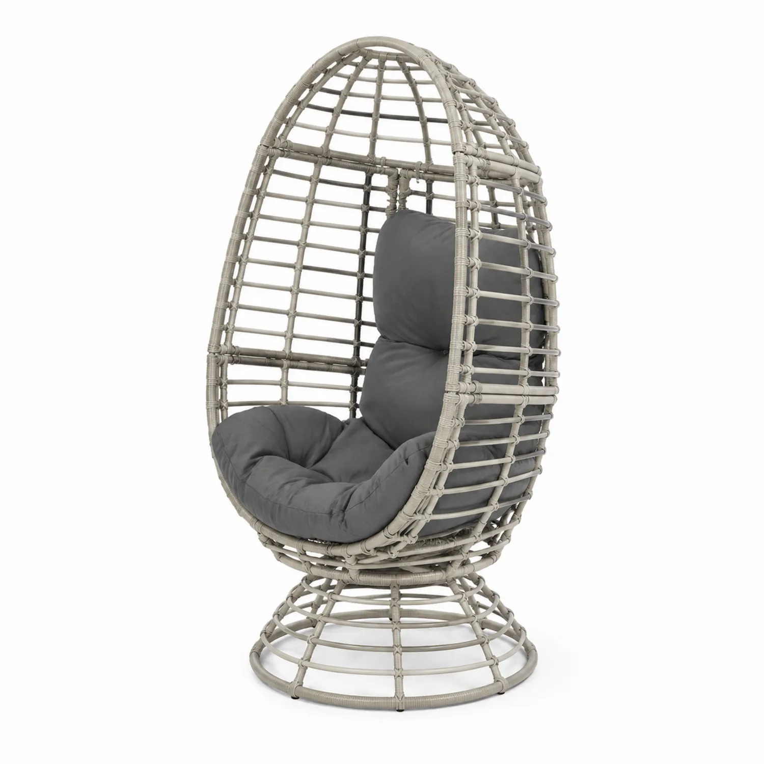 Ei-Sessel aus Rattan mit grauen Kissen 115cm-Casdiorin