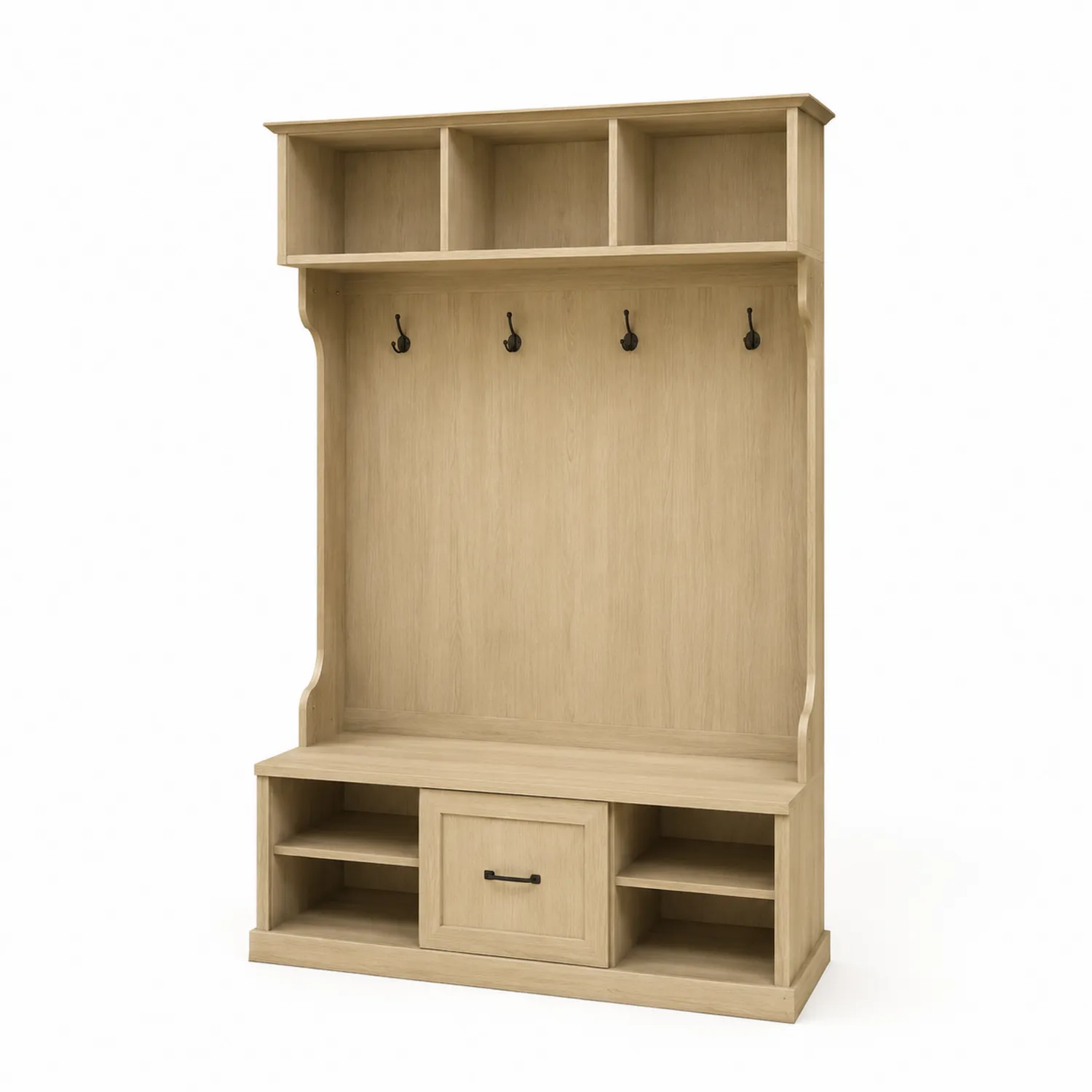 Garderobenständer Holz 4 Haken Eiche-Casdiorin