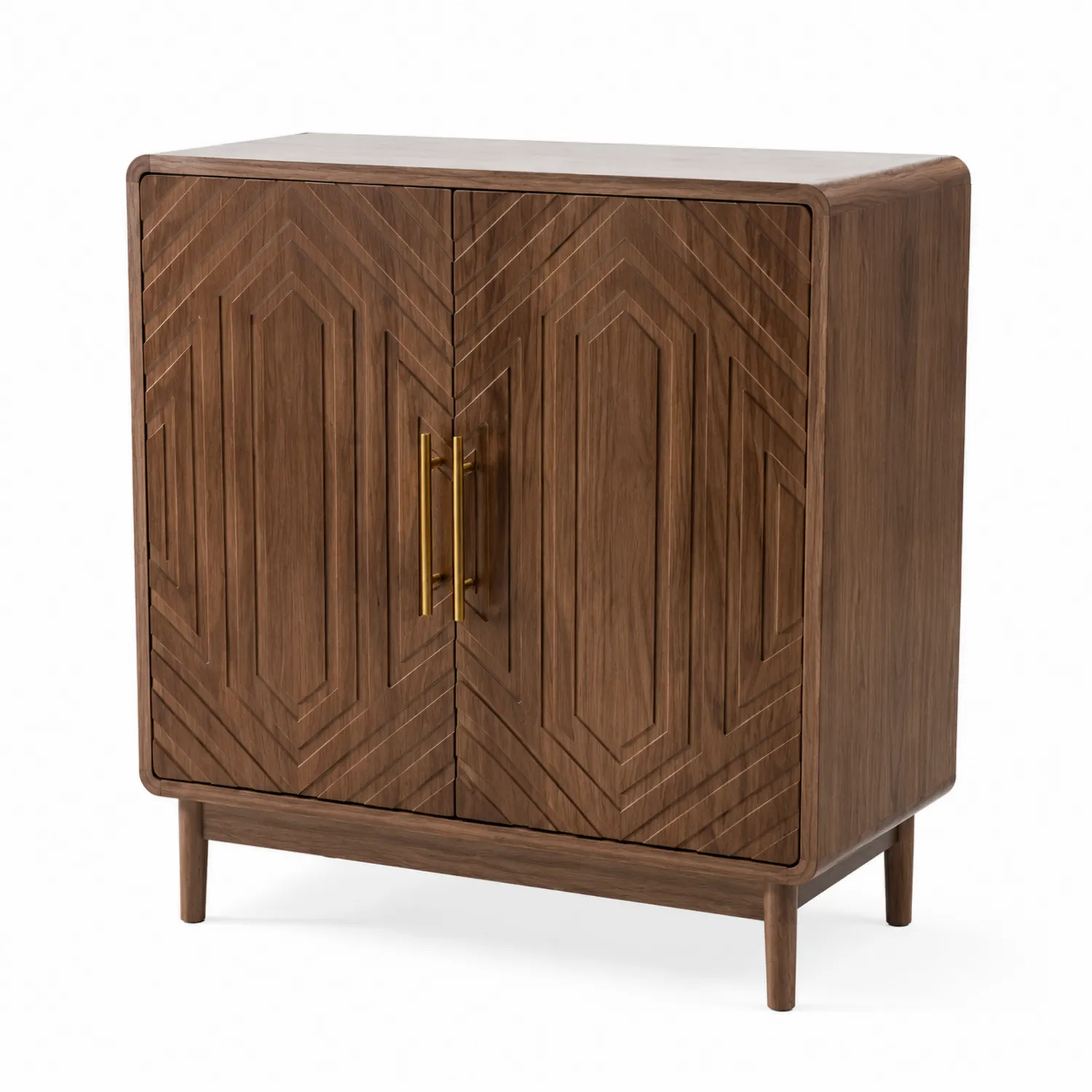 Sideboard aus Holz mit Messinggriffen, Braun, 80x40x90 cm-Casdiorin