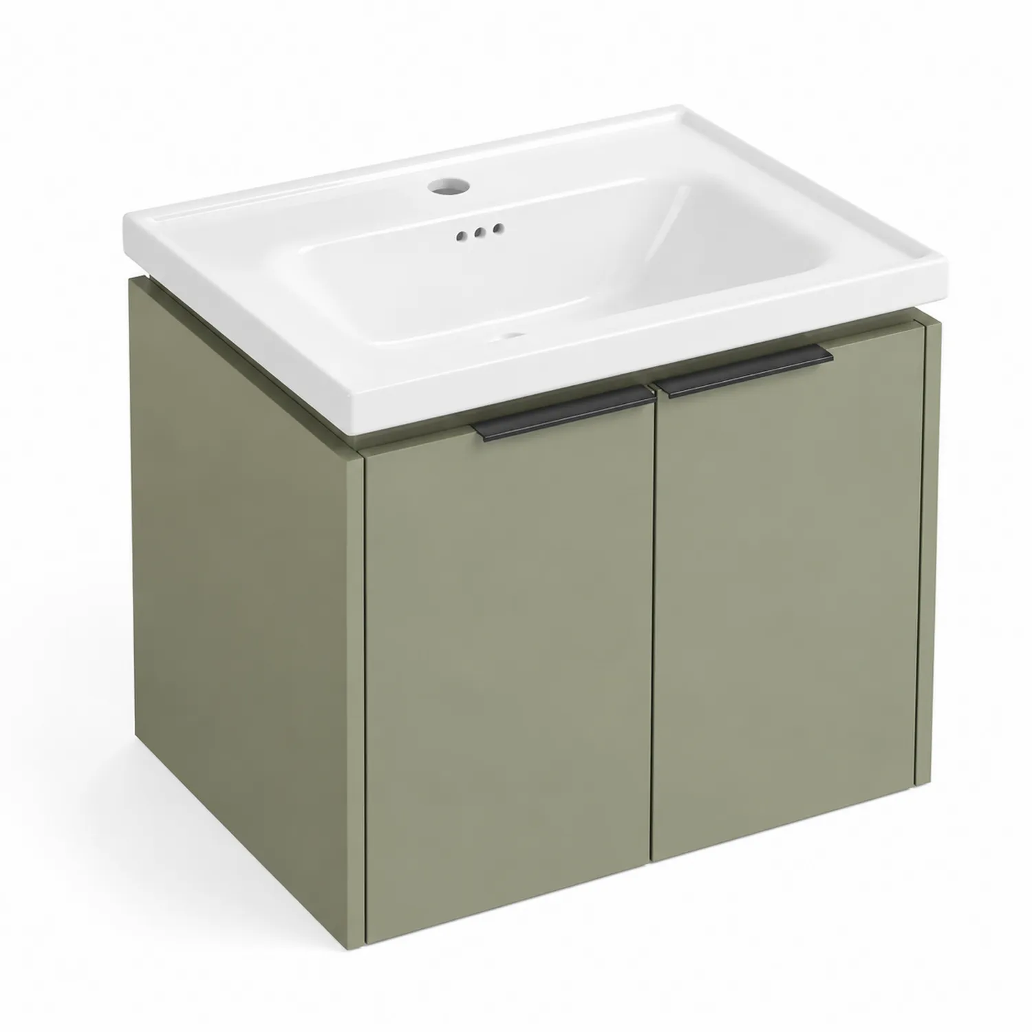Waschtischunterschrank mit Keramikbecken Grün/Weiß 80x45x60 cm-Casdiorin