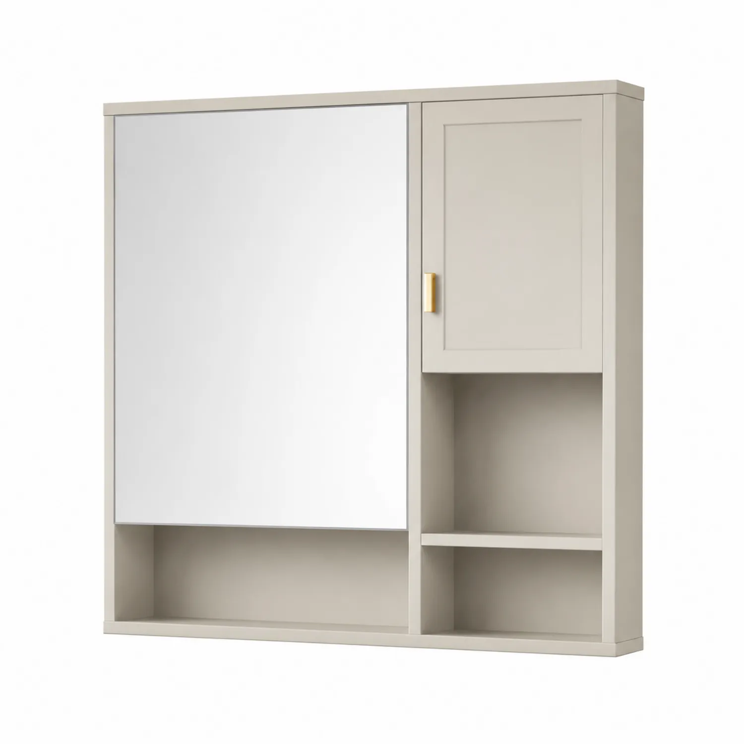 Spiegelschrank mit Regal Holz Beige 80x60x15cm-Casdiorin