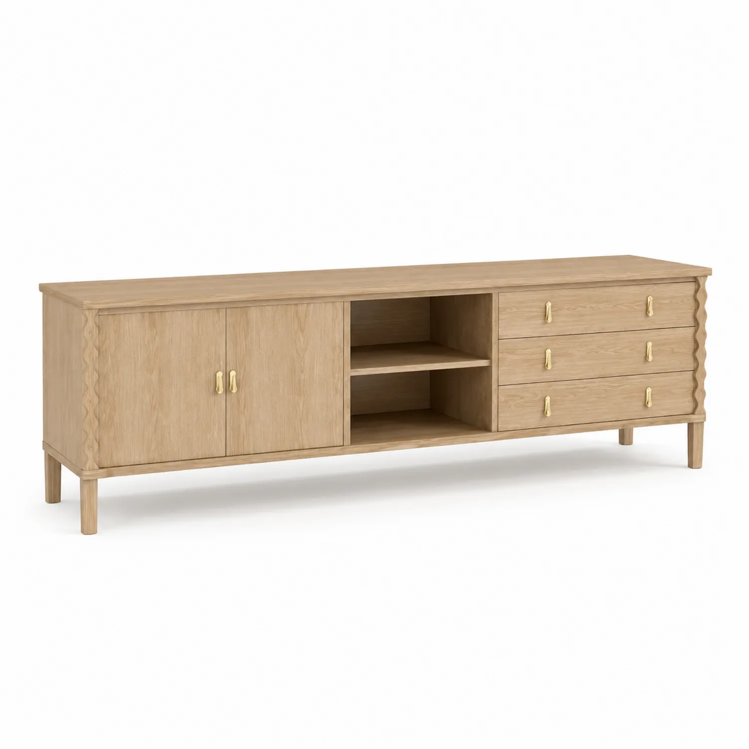 TV-Schrank aus Eiche mit Schubladen und Türen 180x40x50 cm-Casdiorin