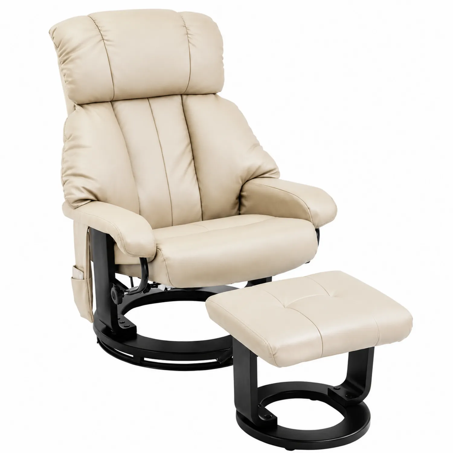 Liegestuhl Set Beige Kunstleder mit Hocker-Casdiorin