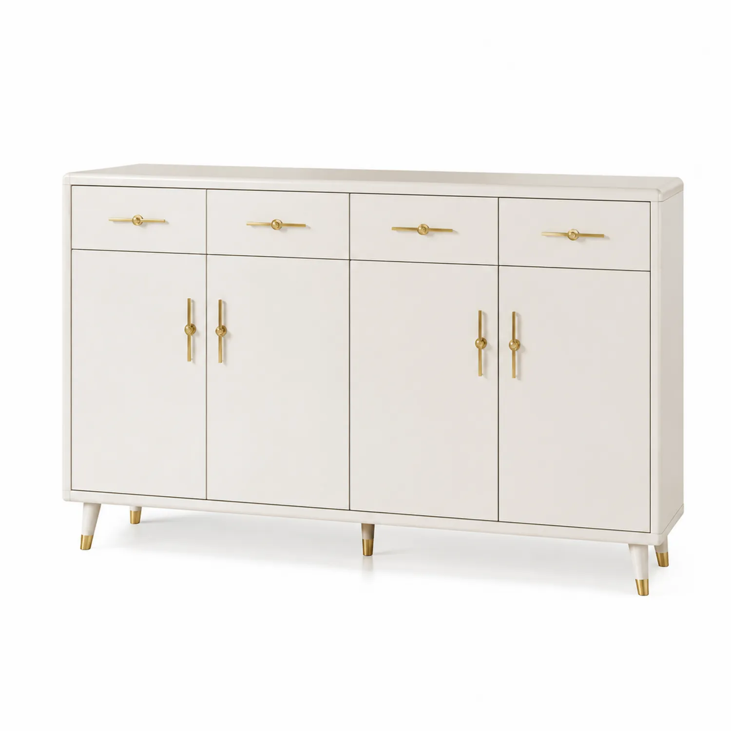 Sideboard Holz Weiß mit goldfarbenen Griffen 120x40x85 cm-Casdiorin