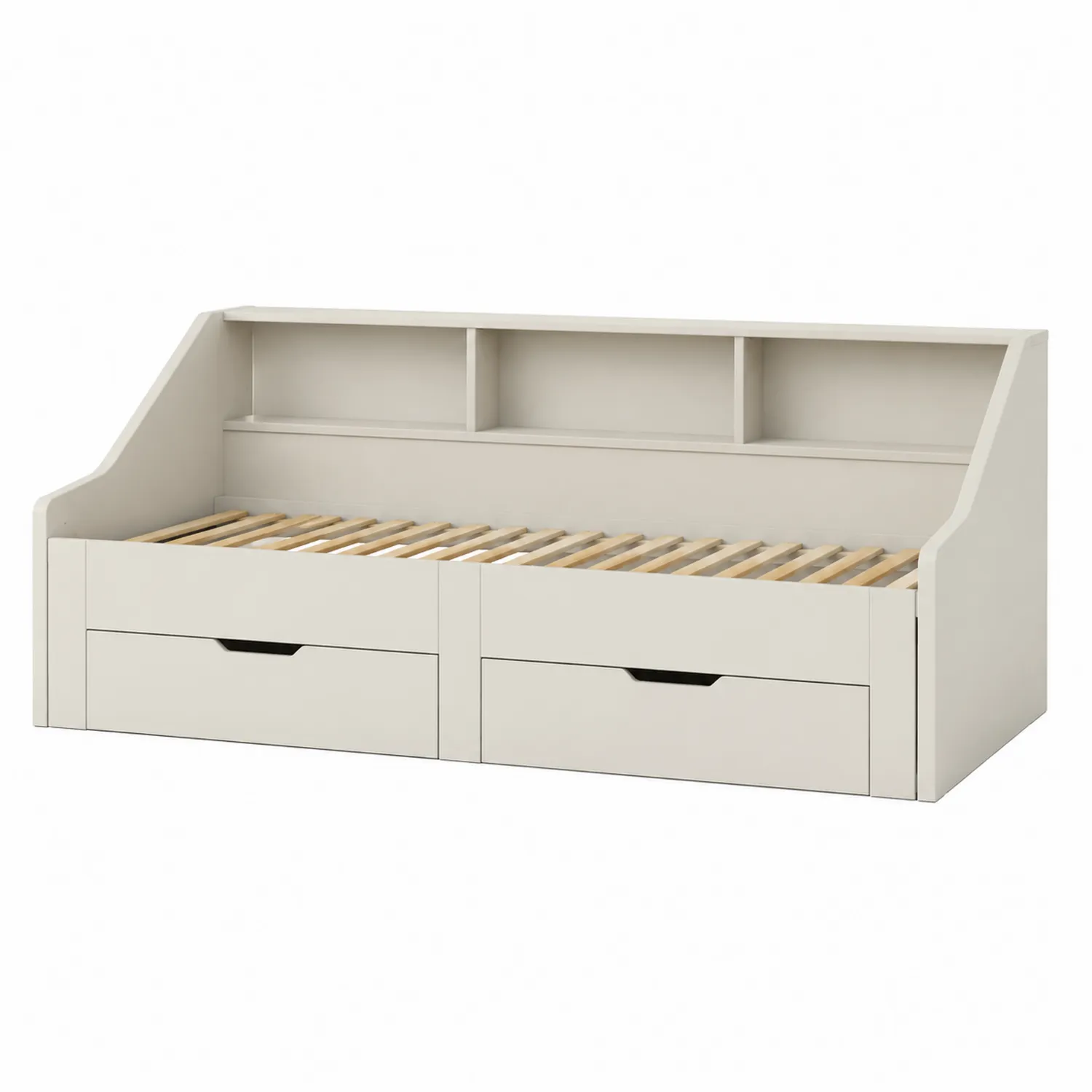 Tagesbett Holz Weiß mit Regal und Schubladen 200x90 cm-Casdiorin