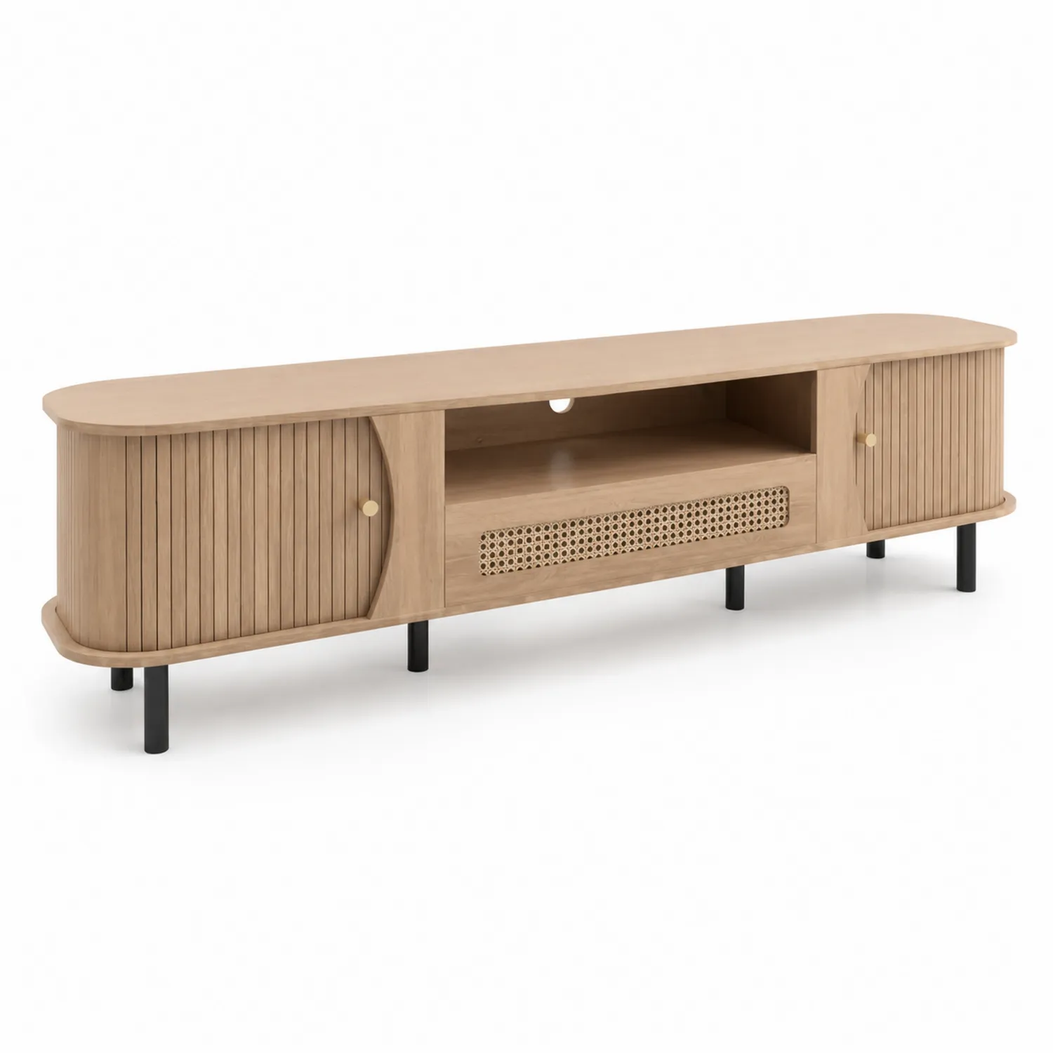 TV-Schrank Eichenholz mit Stahlbeinen 180x40x50 cm-Casdiorin