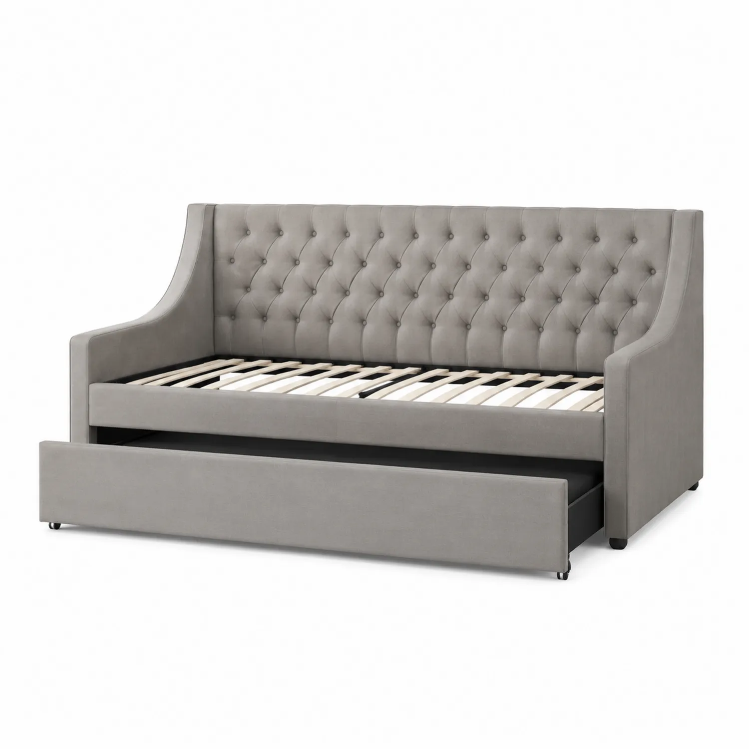 Tagesbett Samt Grau mit Ausziehbett 200x90 cm-Casdiorin