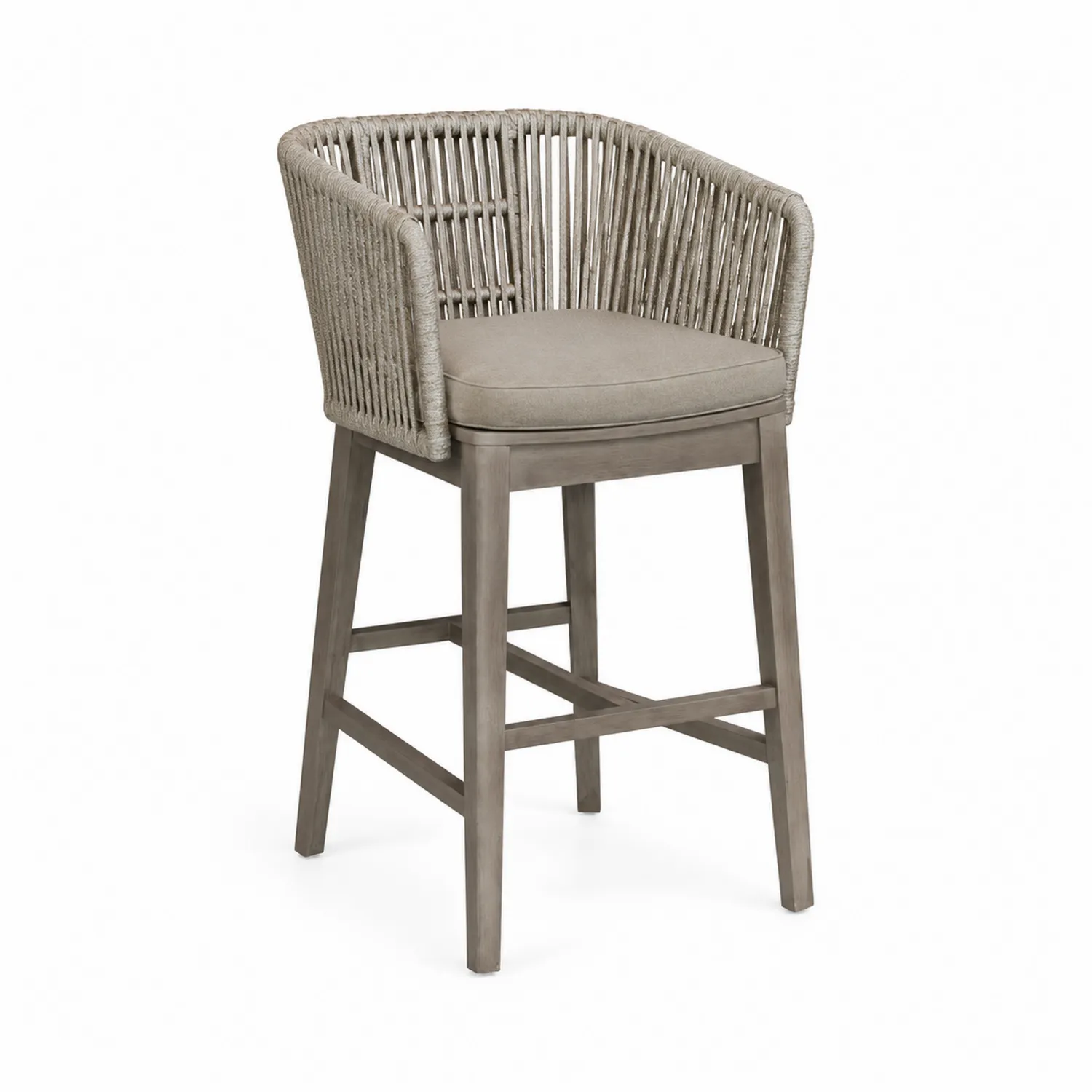 Barhocker aus Aluminium mit Seil und Polyestergewebe Grau