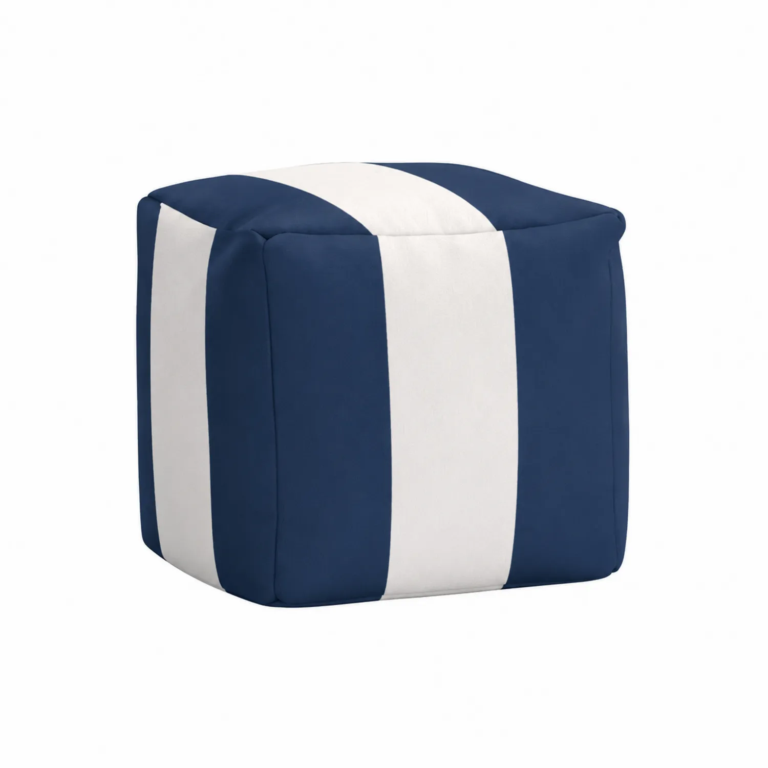 Stoff Pouf Würfel Blau/Weiß 45x45x45 cm