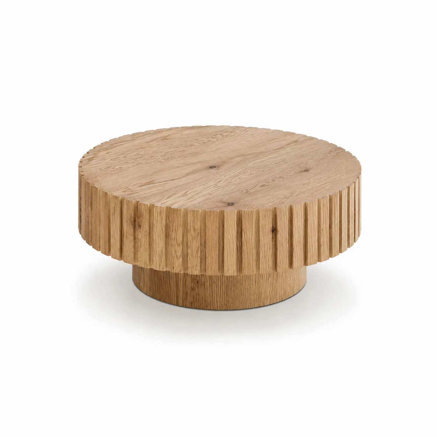 Runder Couchtisch Eiche Massivholz Naturholz 80cm