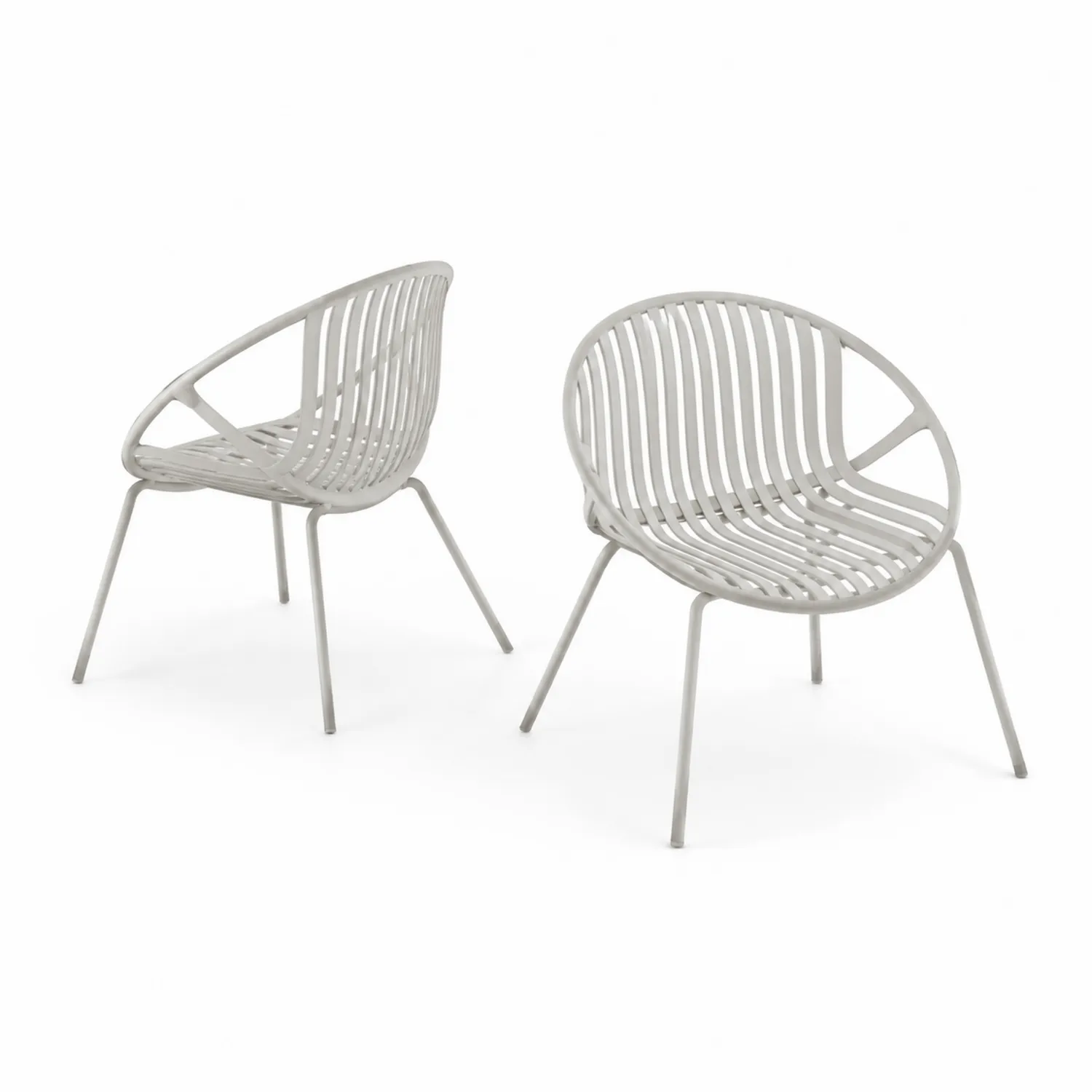 Set aus 2 Outdoor-Clubstühlen aus Metall Grau