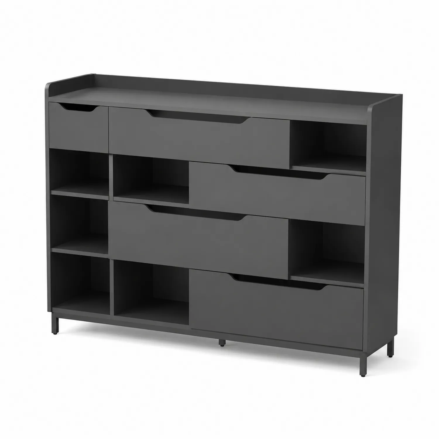 Schuhschrank mit Schubladen und Fächern aus MDF, 105cm x 35cm x 90cm, Dunkelgrau