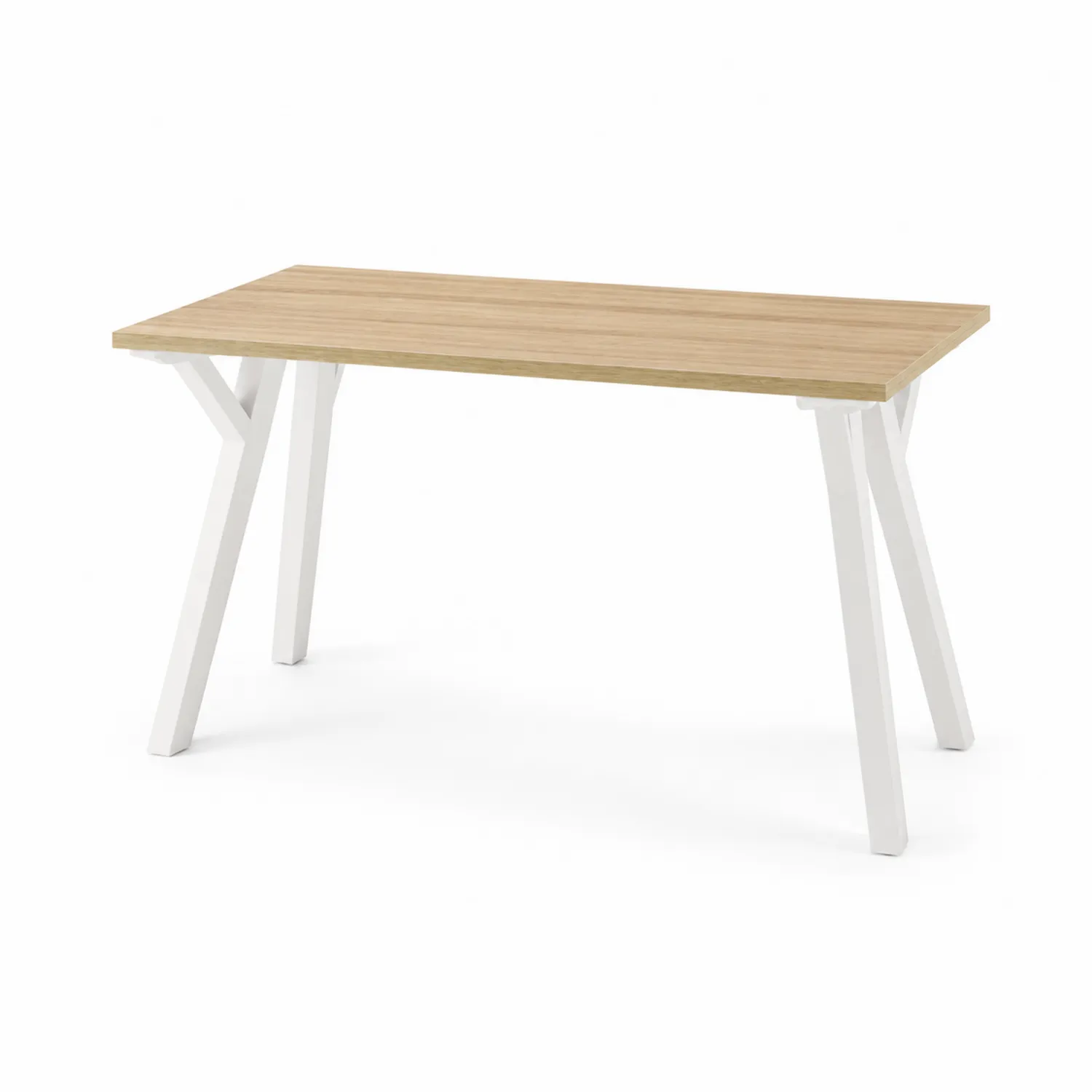 Tisch Eichefurnier Weiß Metall 140 x 80 x 75 cm