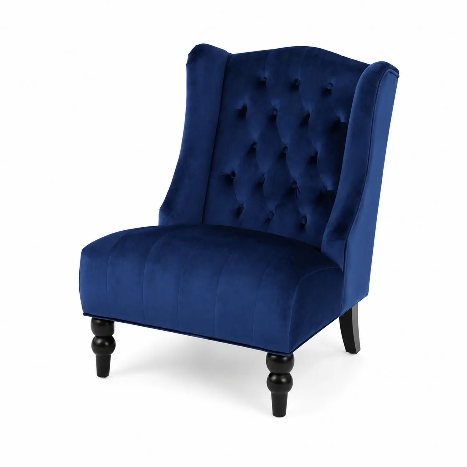 Sessel Samt Blau mit Massivholzbeinen