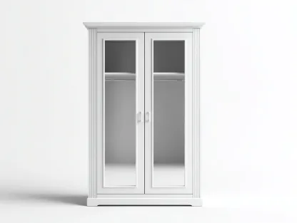 Armoire bois blanc 120x55x190 cm pour chambre - portes vitrées - style classique-Hanaycasa