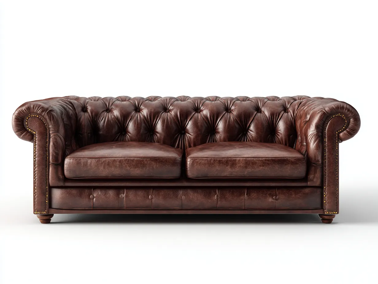 Canapé 2 places en cuir synthétique 190x90x78 cm - marron - style Chesterfield pour salon-Hanaycasa