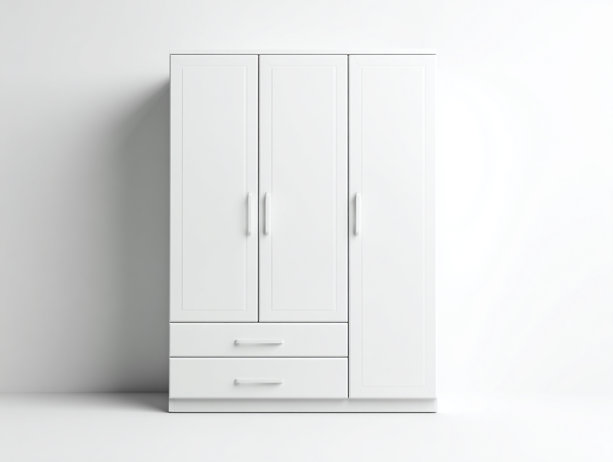 Armoire en bois MDF 140x50x185 cm - blanc - design moderne pour chambre-Hanaycasa