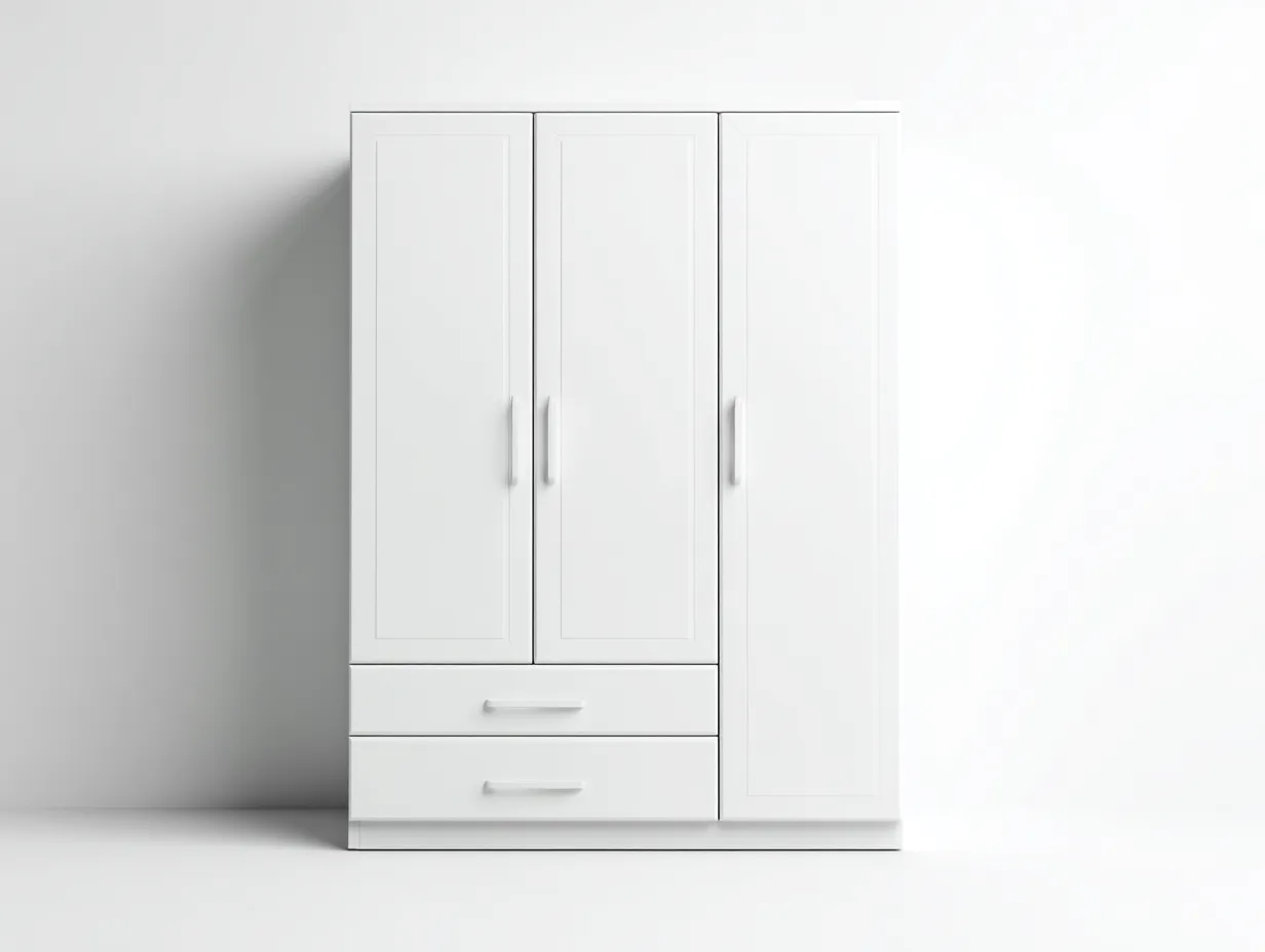 Armoire en bois MDF 140x50x185 cm - blanc - design moderne pour chambre-Hanaycasa