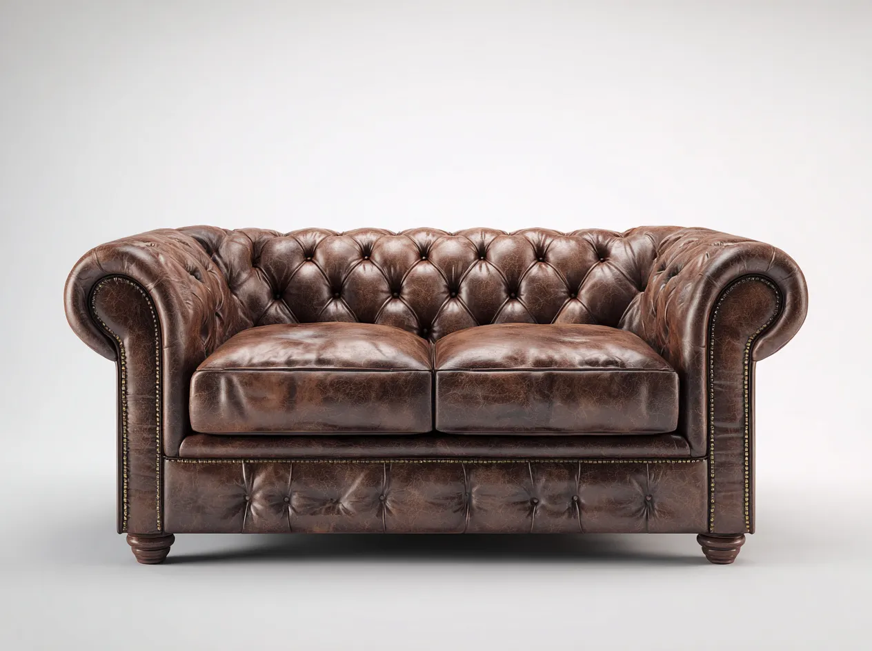 Canapé 2 places cuir synthétique 160x90x75 cm - marron - style Chesterfield pour salon-Hanaycasa
